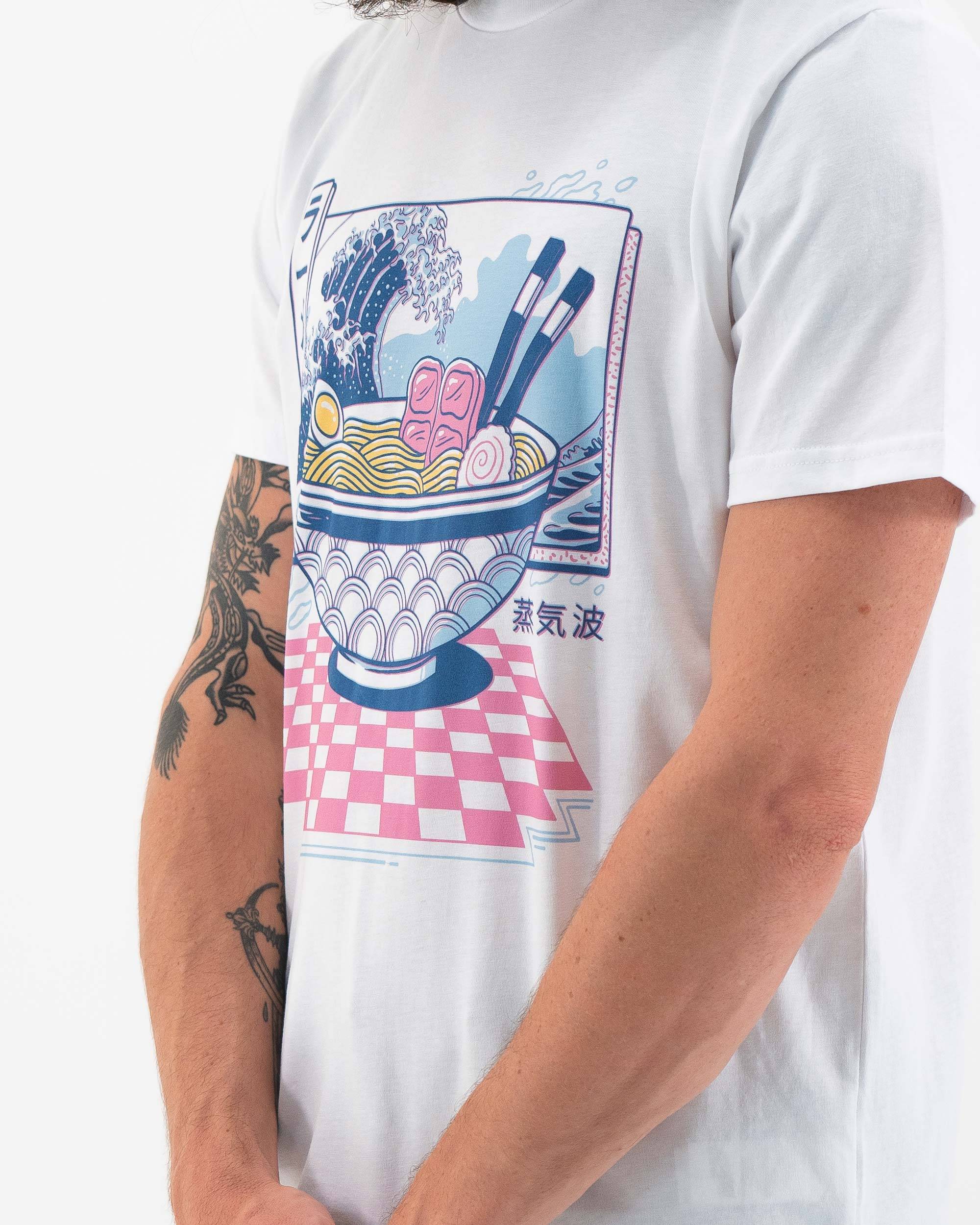 T-shirt Vaporwave Ramen (en promo) de couleur Blanc