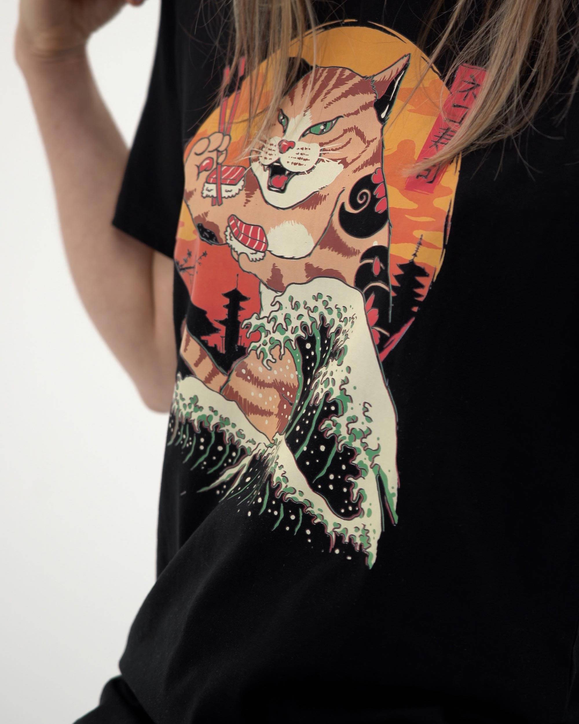 T-shirt Neko Sushi (en promo) de couleur Noir