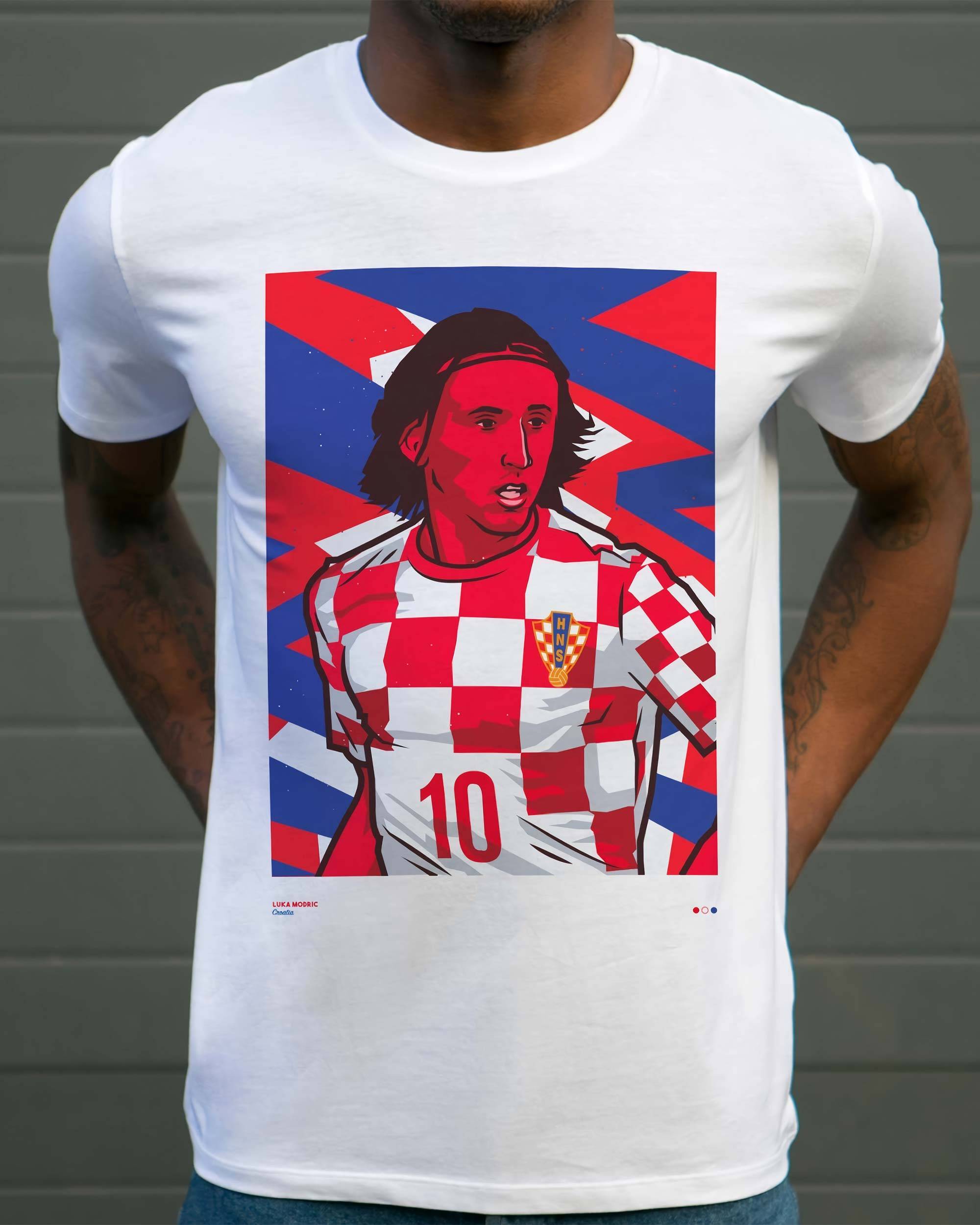 T-shirt Modric Croatie (en promo) de couleur Blanc