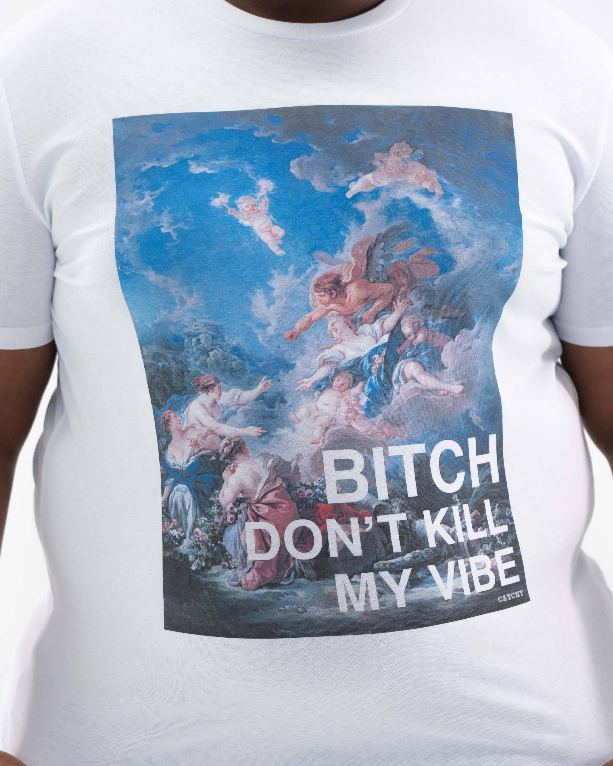 T-shirt Don't Kill My Vibe (en promo) de couleur Blanc