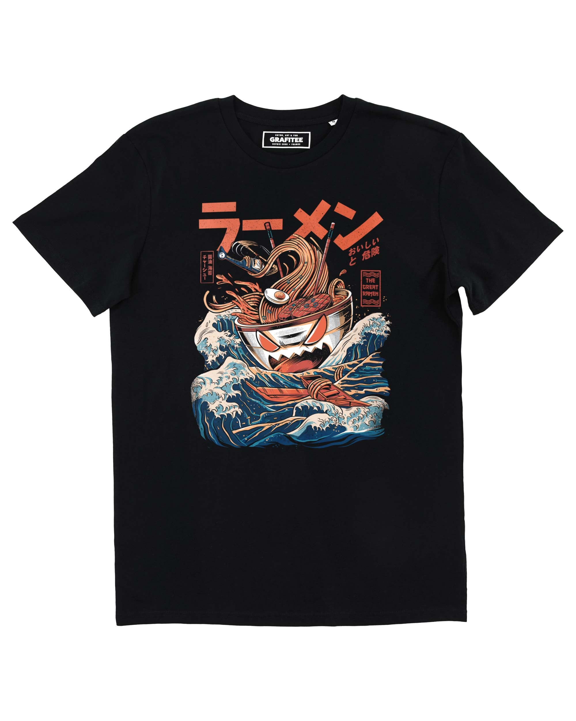 T-shirt The Great Ramen Of Kanagawa de couleur Blanc par Ilustrata