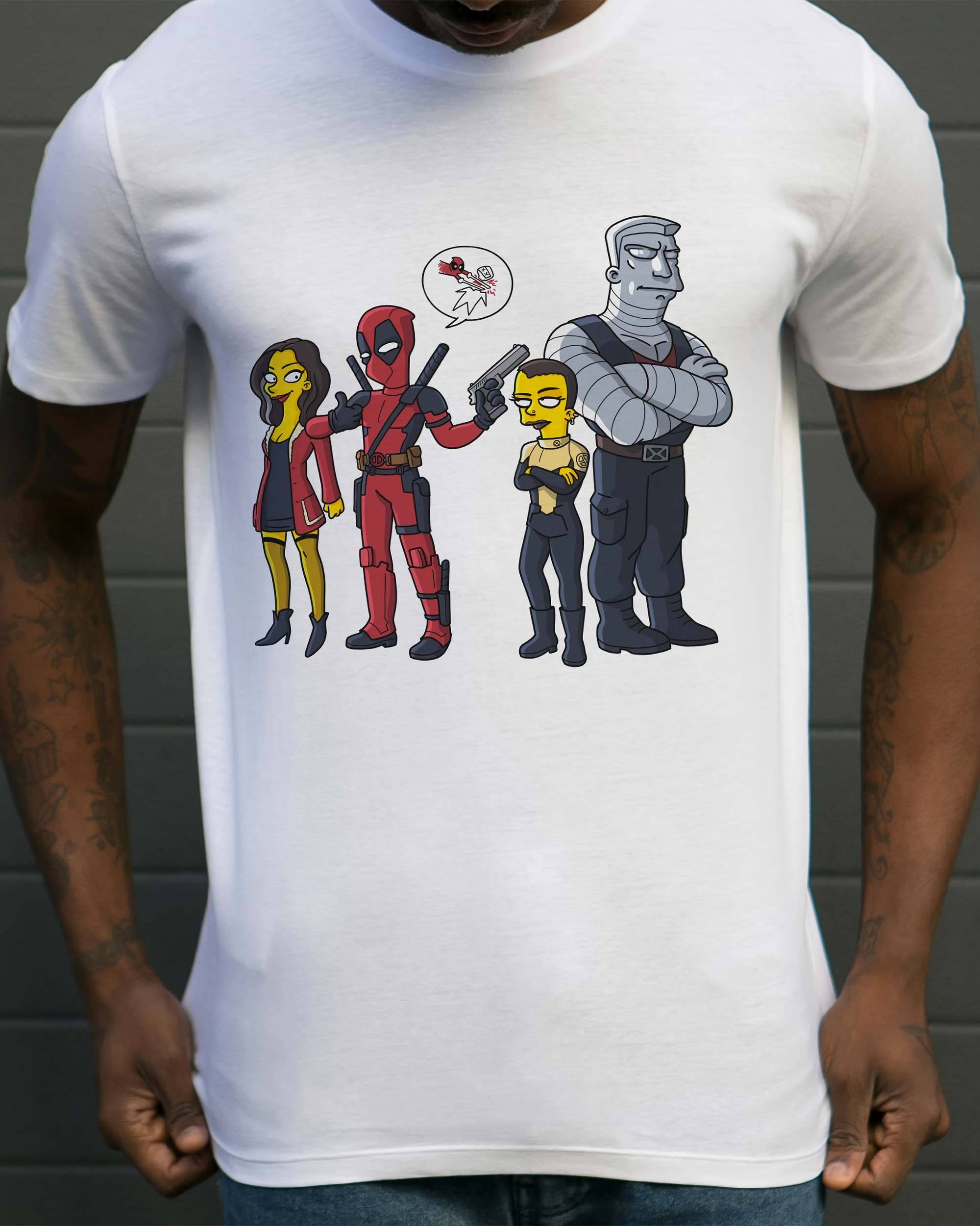 T-shirt Deadpool Simpsonized (en promo) de couleur Blanc