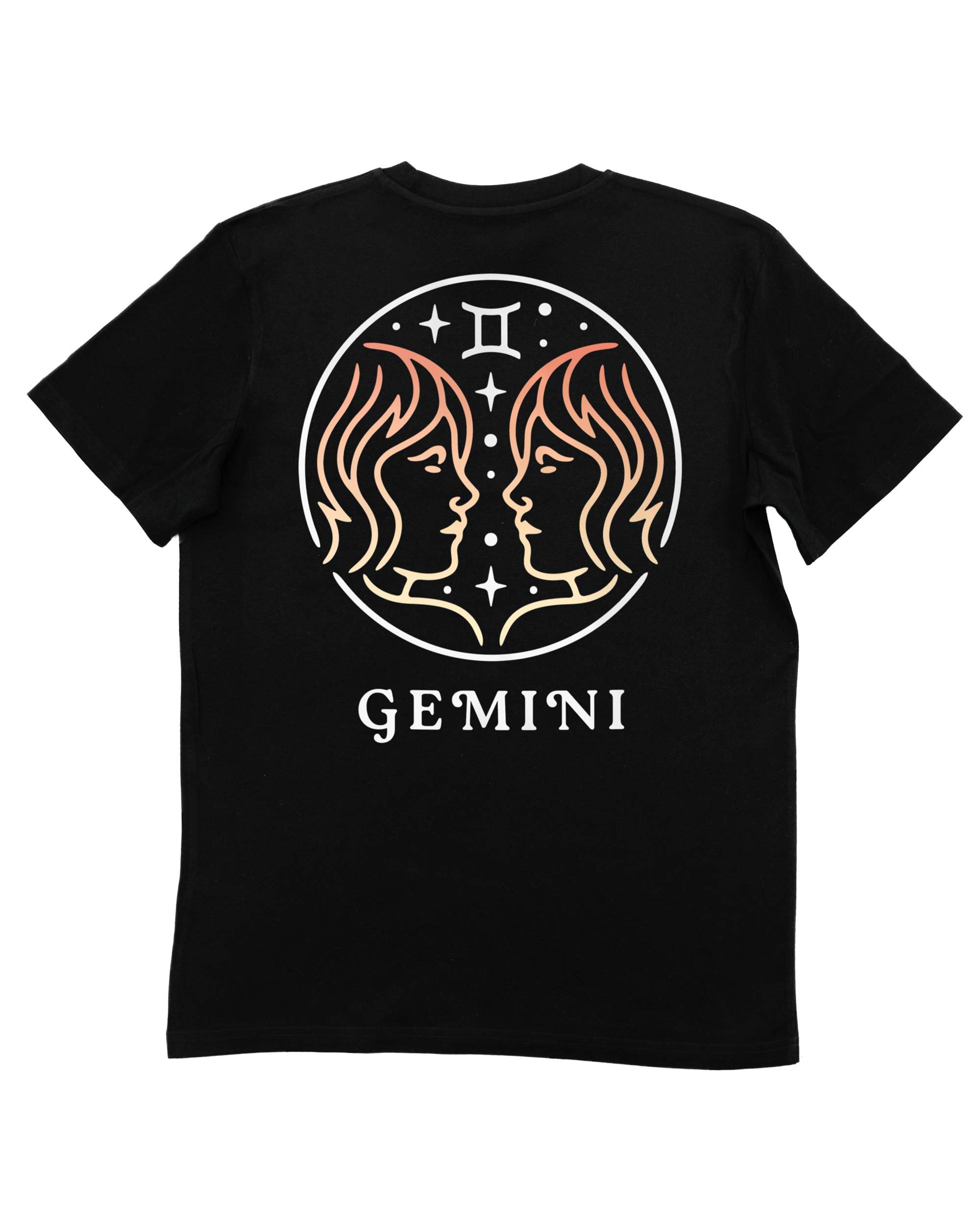 T-shirt Zodiac Gemini de couleur Noir