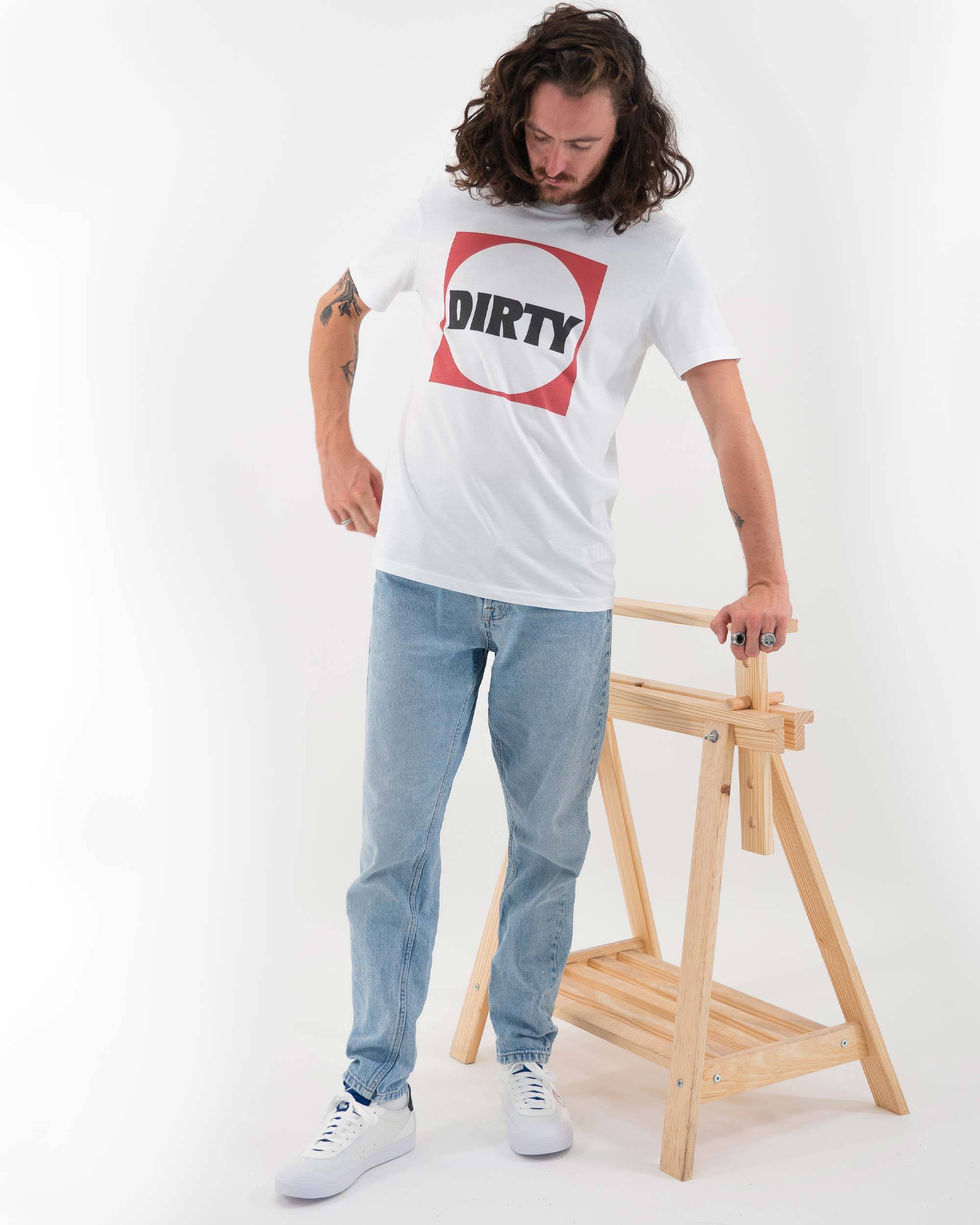 T-shirt Dirty (en promo) de couleur Blanc