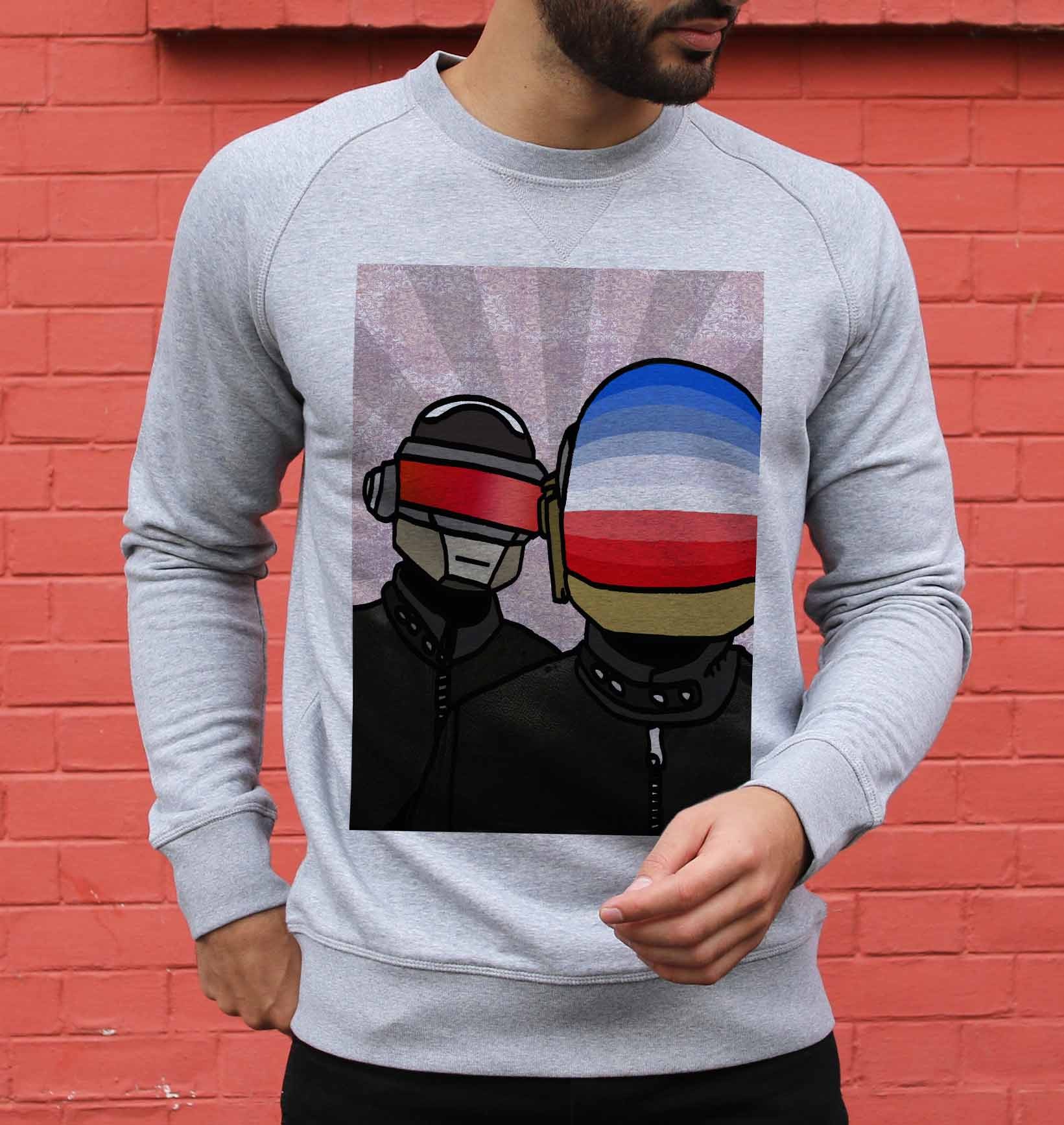 Sweat Daft Punk RVB (en promo) de couleur Gris chiné