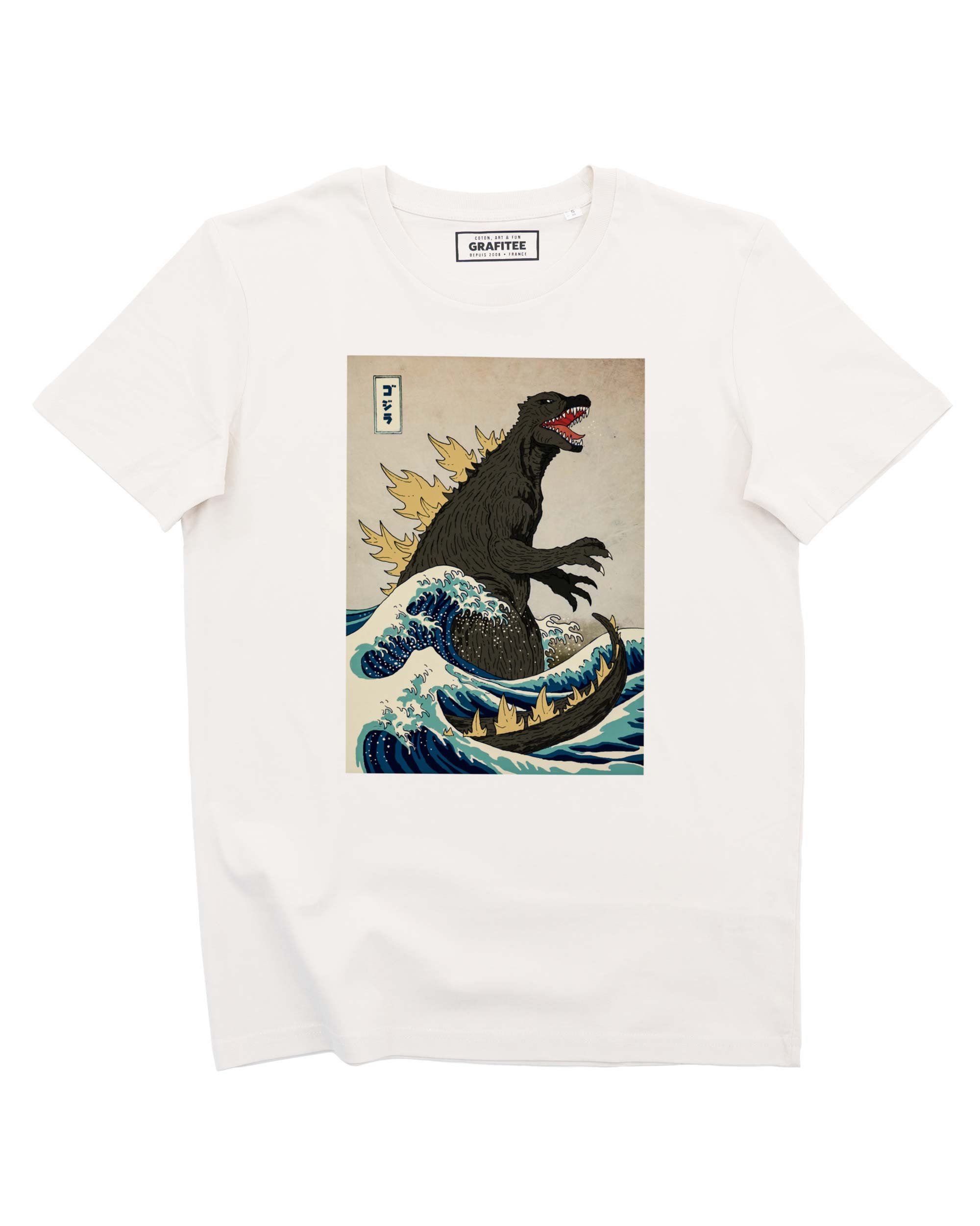 T-shirt Godzilla Vague Hokusai Grafitee