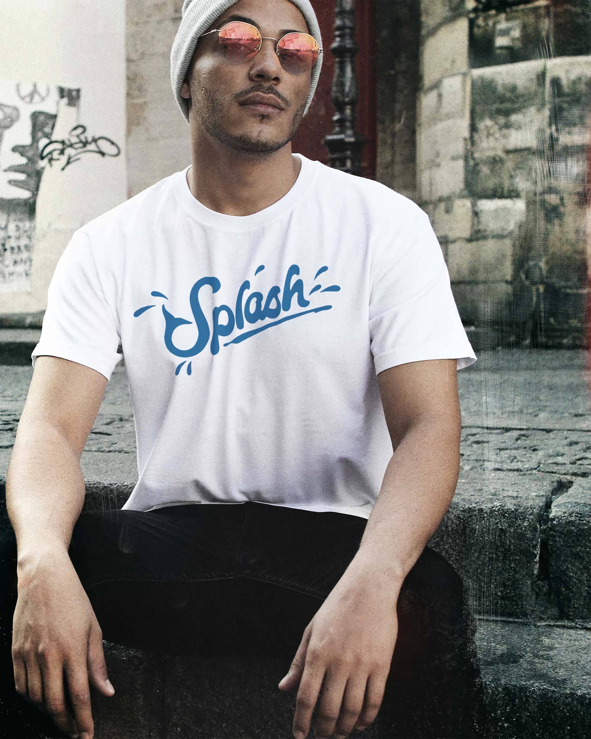 T-shirt Splash (en promo) de couleur Blanc