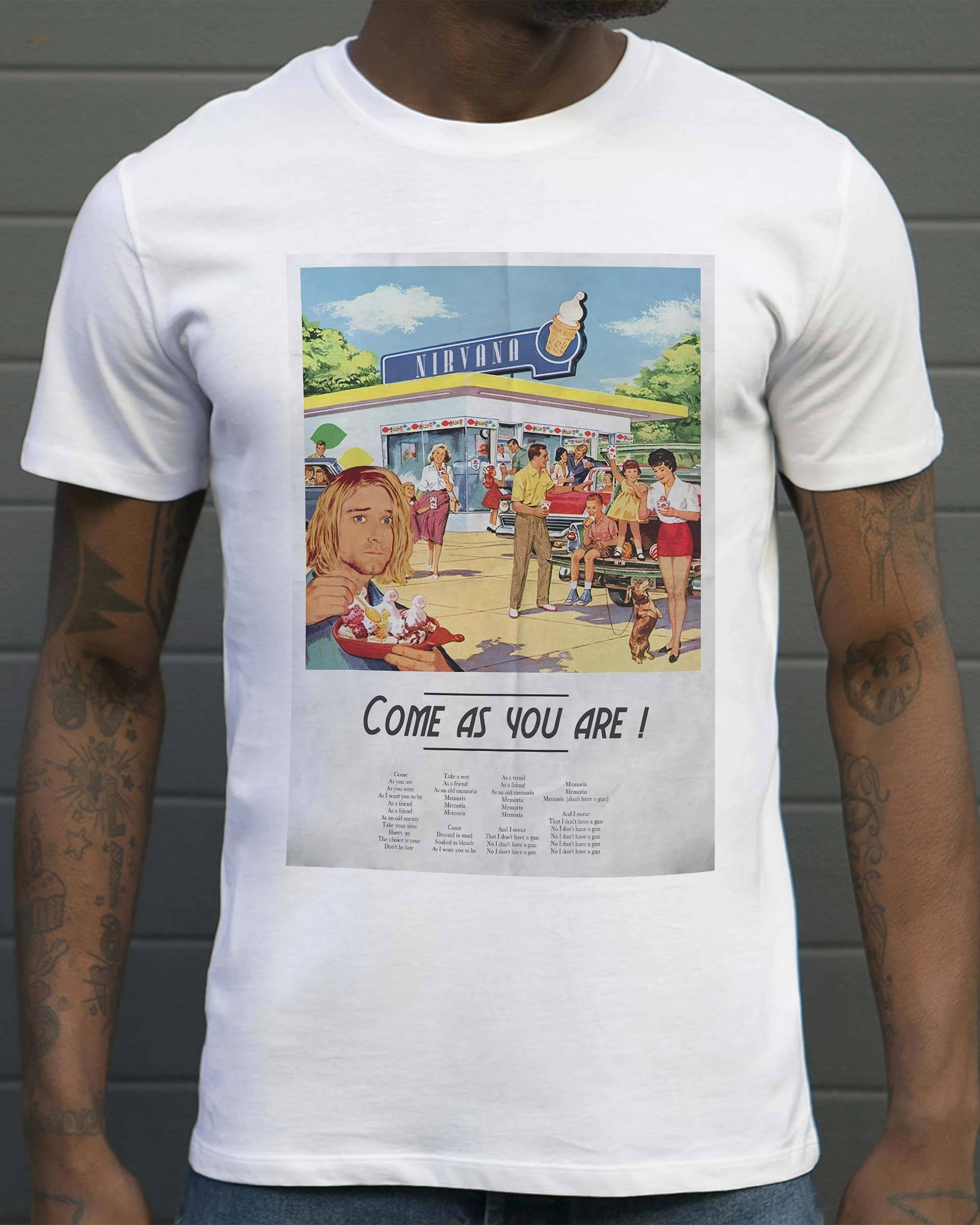 T-shirt Come As You Are (en promo) de couleur Blanc