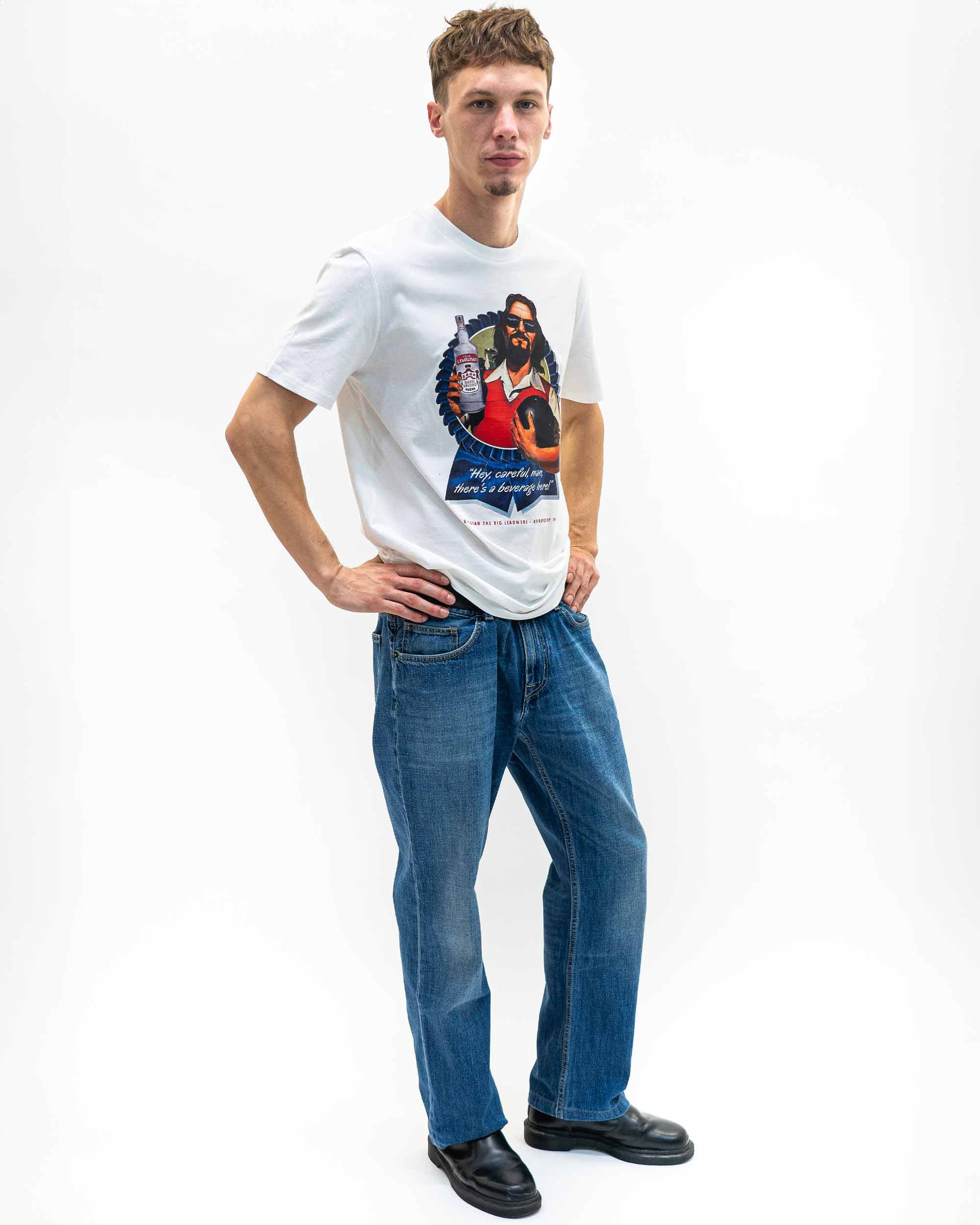 T-shirt The Dude (en promo) de couleur Blanc cassé