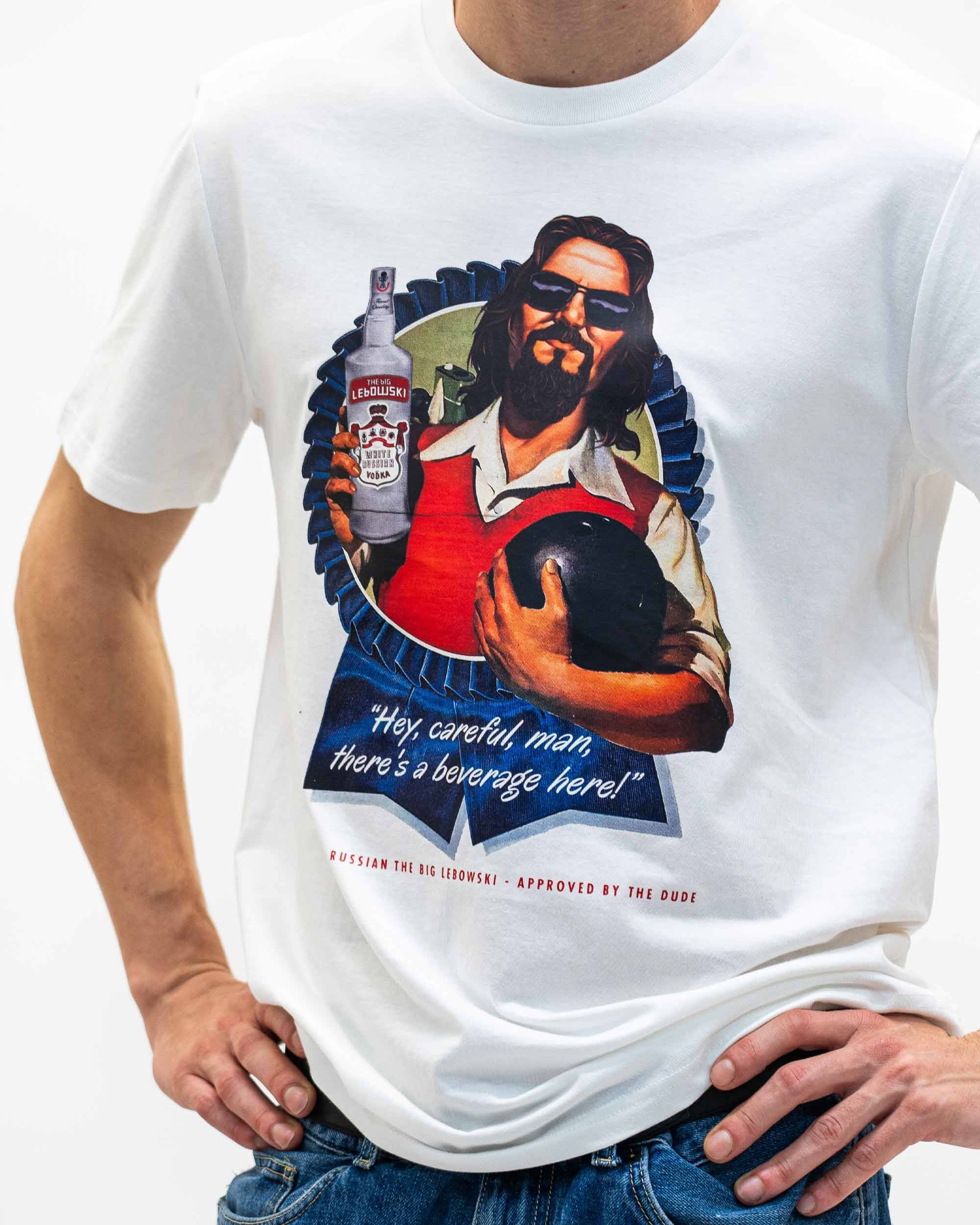 T-shirt The Dude (en promo) de couleur Blanc cassé