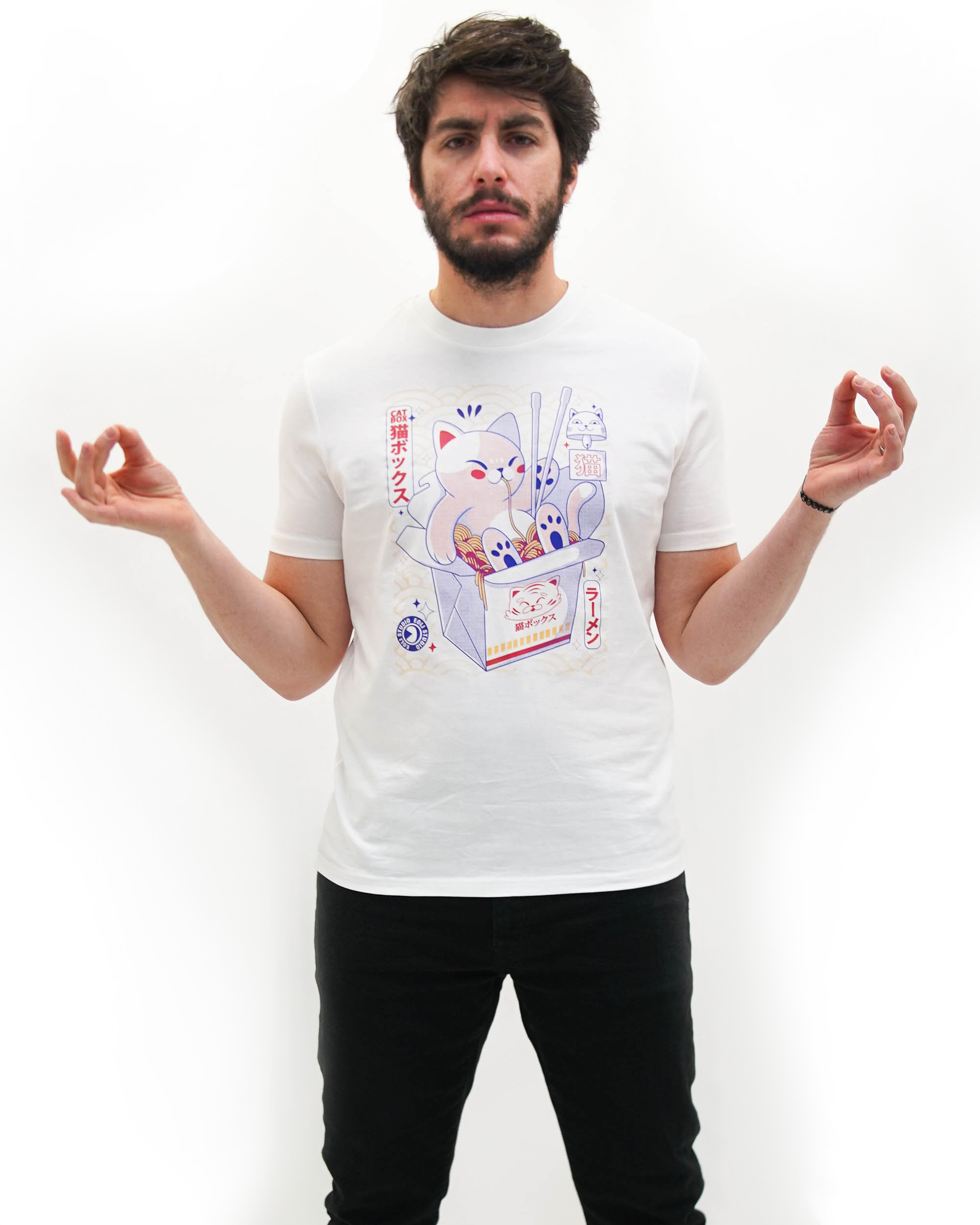 T-shirt Catbox de couleur Blanc cassé par EOLI Studio