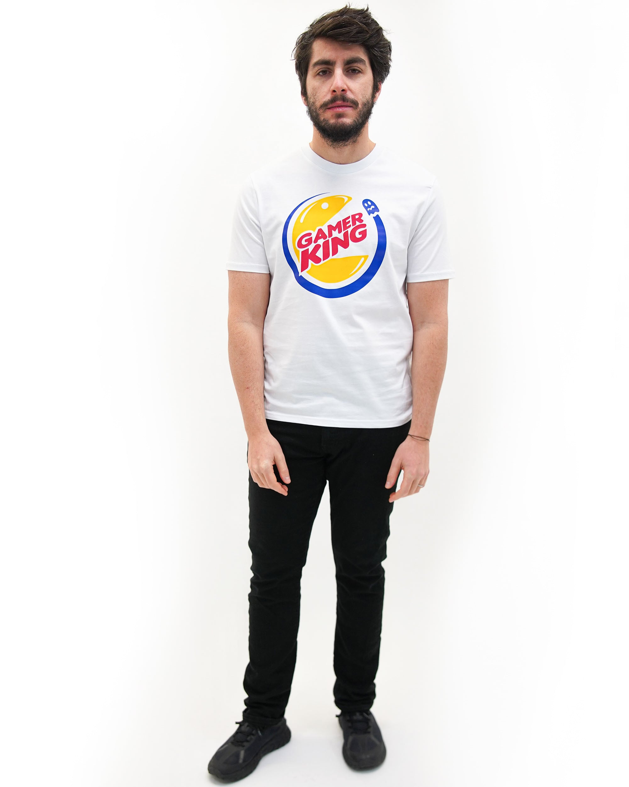T-shirt Gamer King de couleur Blanc par Demonigote
