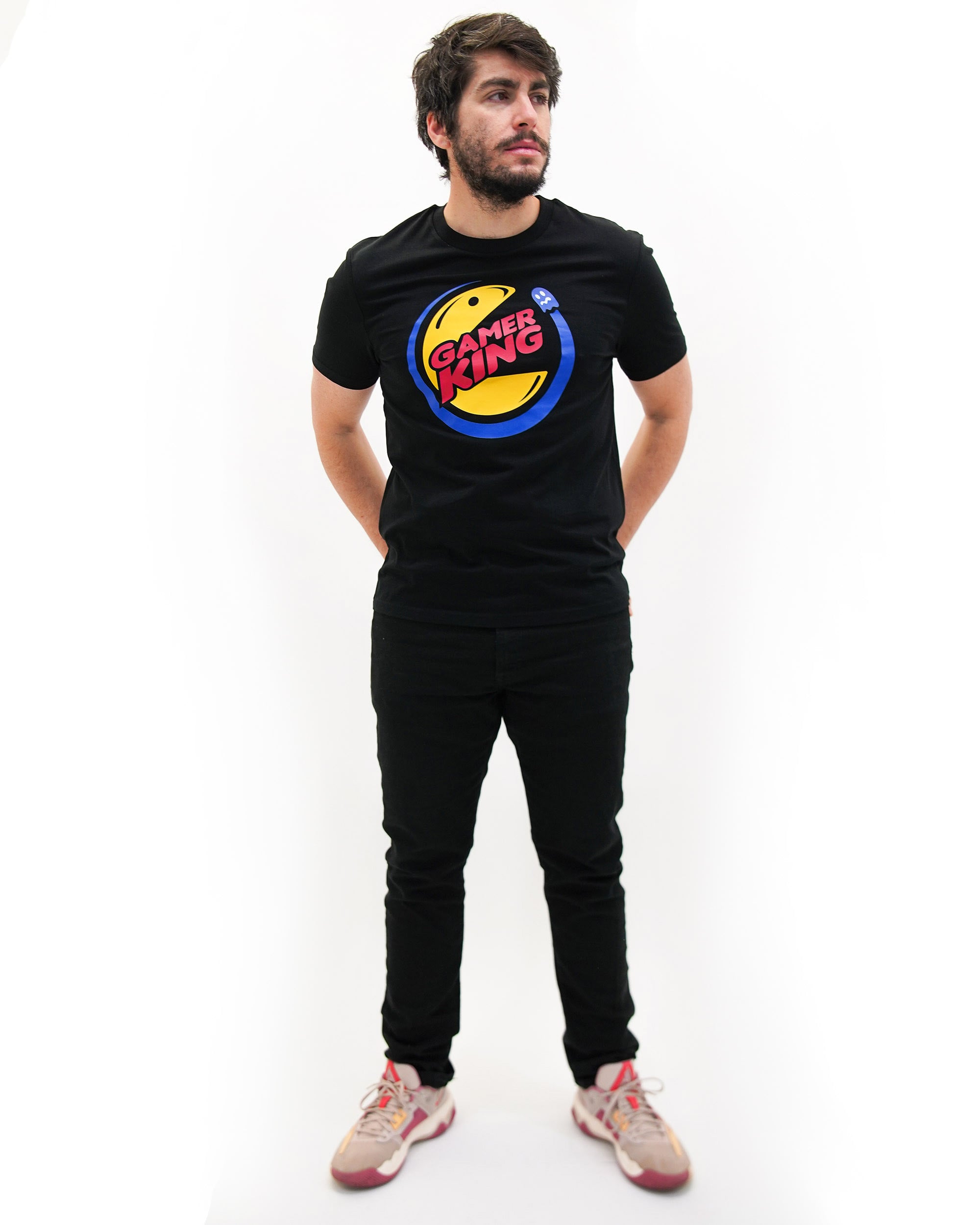 T-shirt Gamer King de couleur Blanc par Demonigote