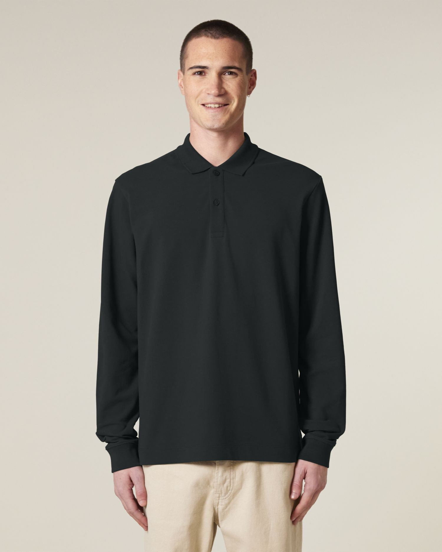 Polo Prepster 2.0 Long Sleeve de couleur Black - C002 de la marque Stanley/Stella
