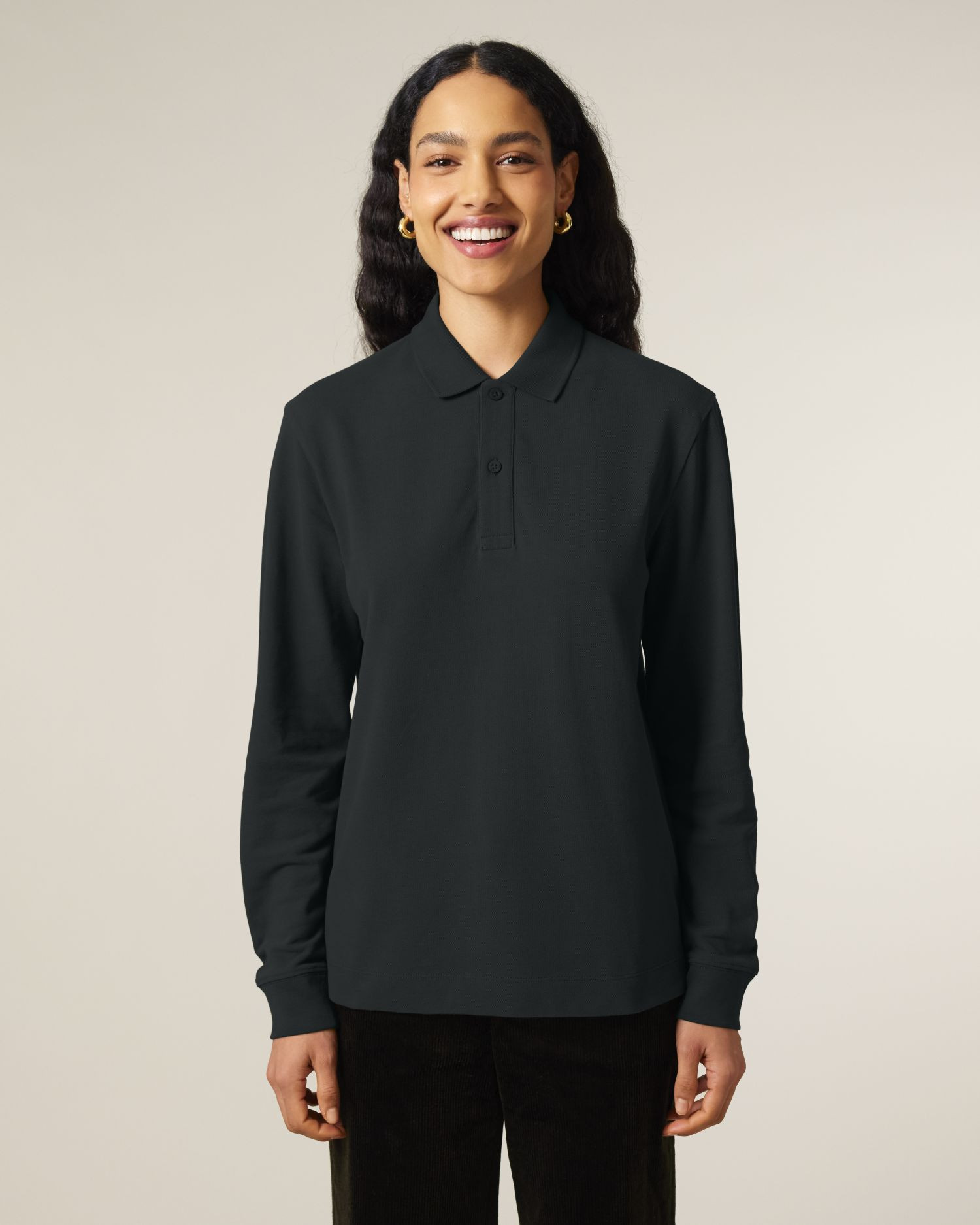 Polo Prepster 2.0 Long Sleeve de couleur Black - C002 de la marque Stanley/Stella