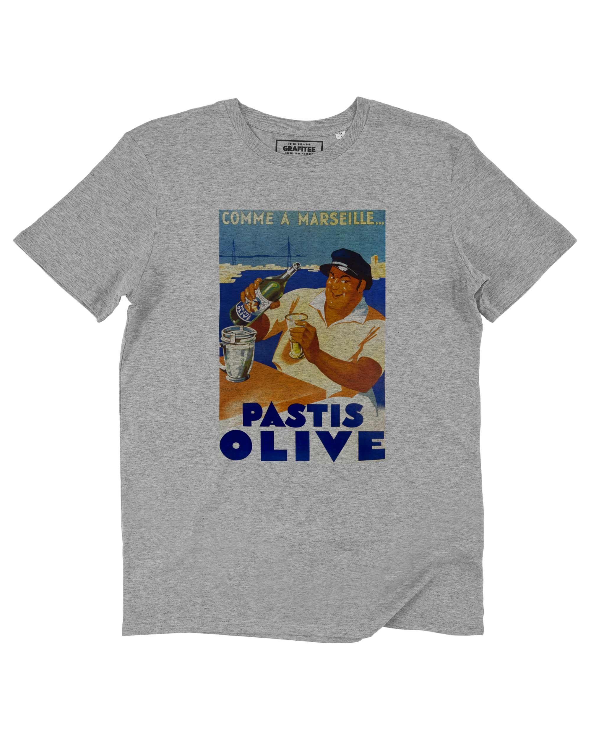 T-shirt Pastis Olive Marseille (en promo) de couleur Blanc