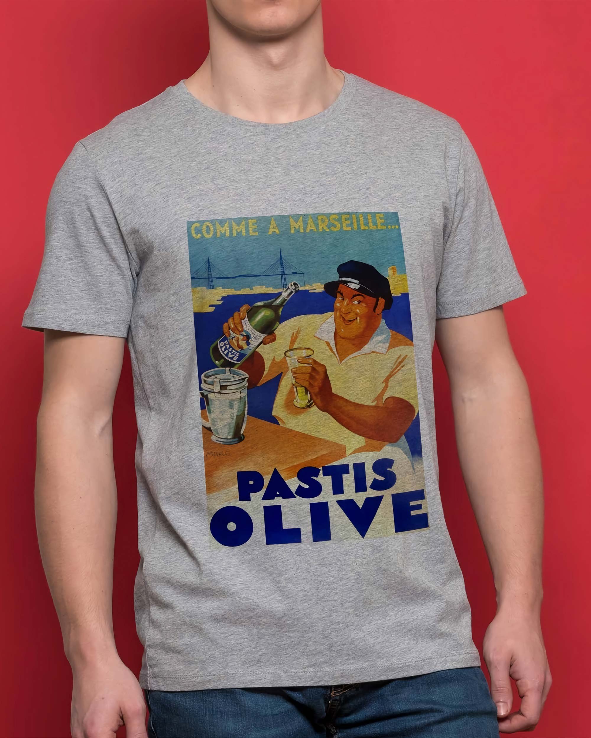 T-shirt Pastis Olive Marseille (en promo) de couleur Blanc