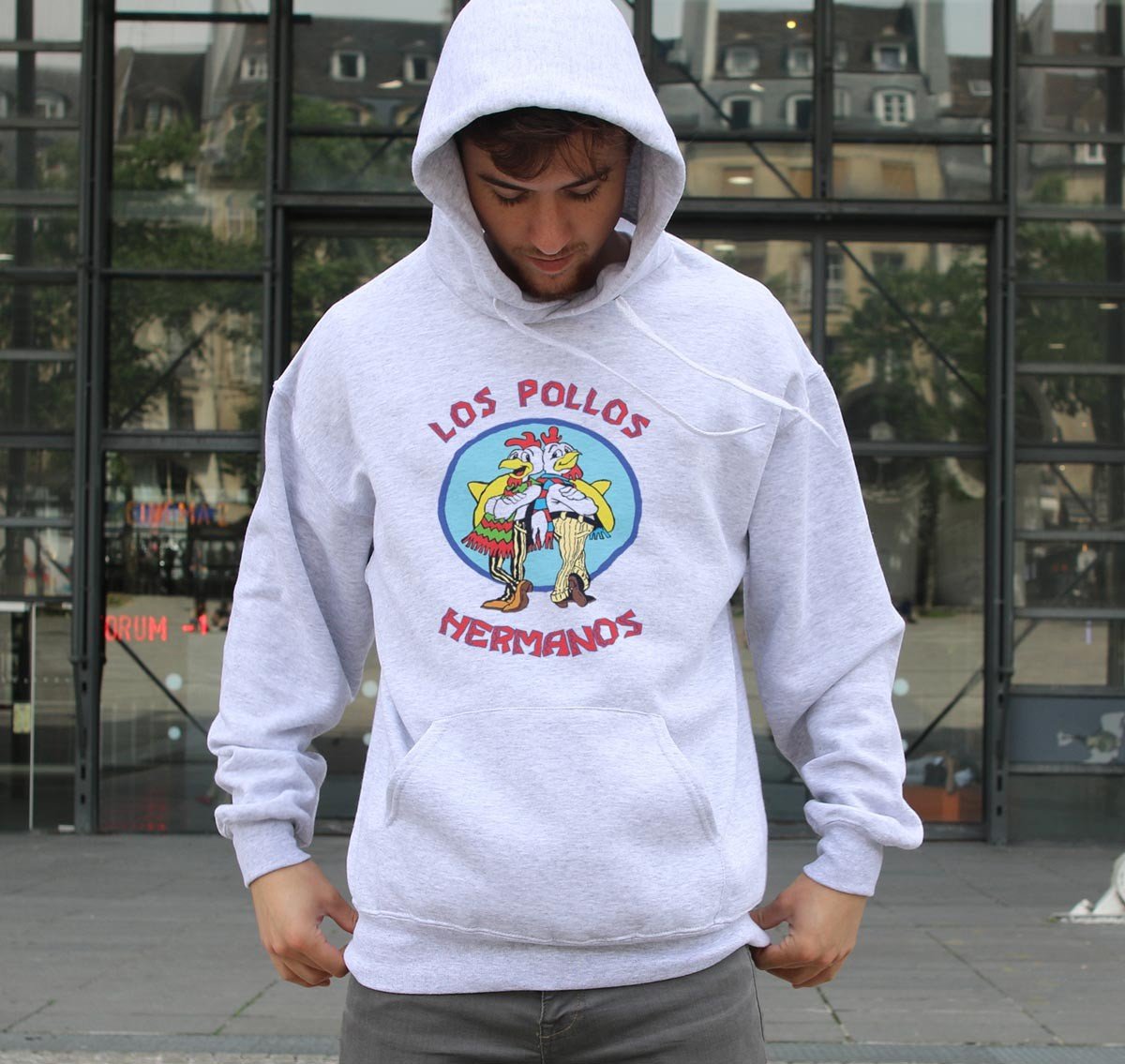 Hoodie Los Pollos Hermanos (en promo) de couleur Gris chiné