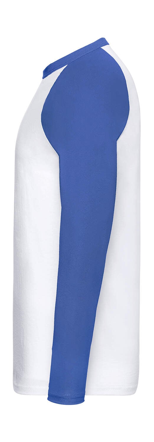 T-shirt Baseball Valueweight Long Sleeves de couleur White / Royal Blue de la marque Fruit Of The Loom