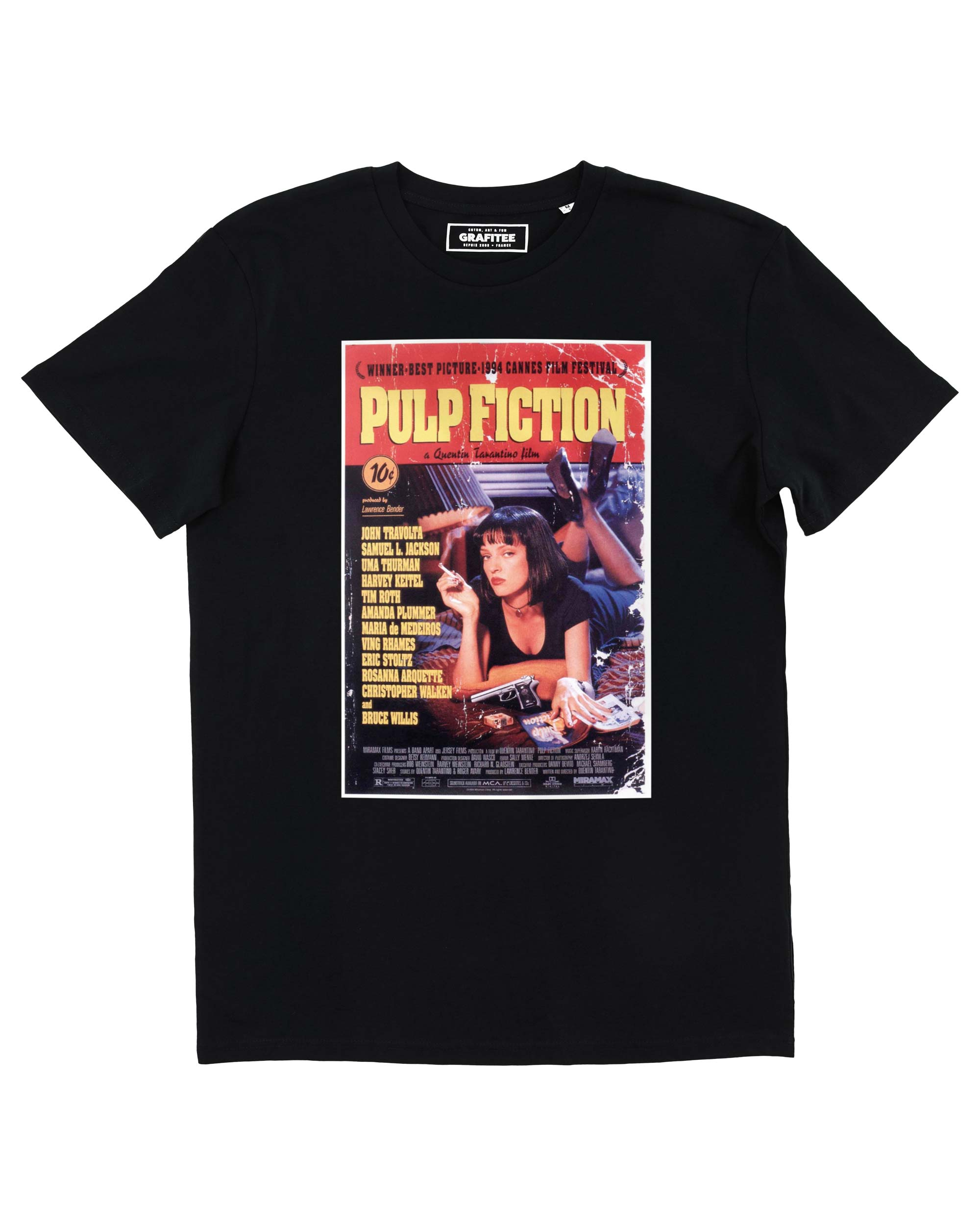 T-shirt Affiche Pulp Fiction de couleur Blanc