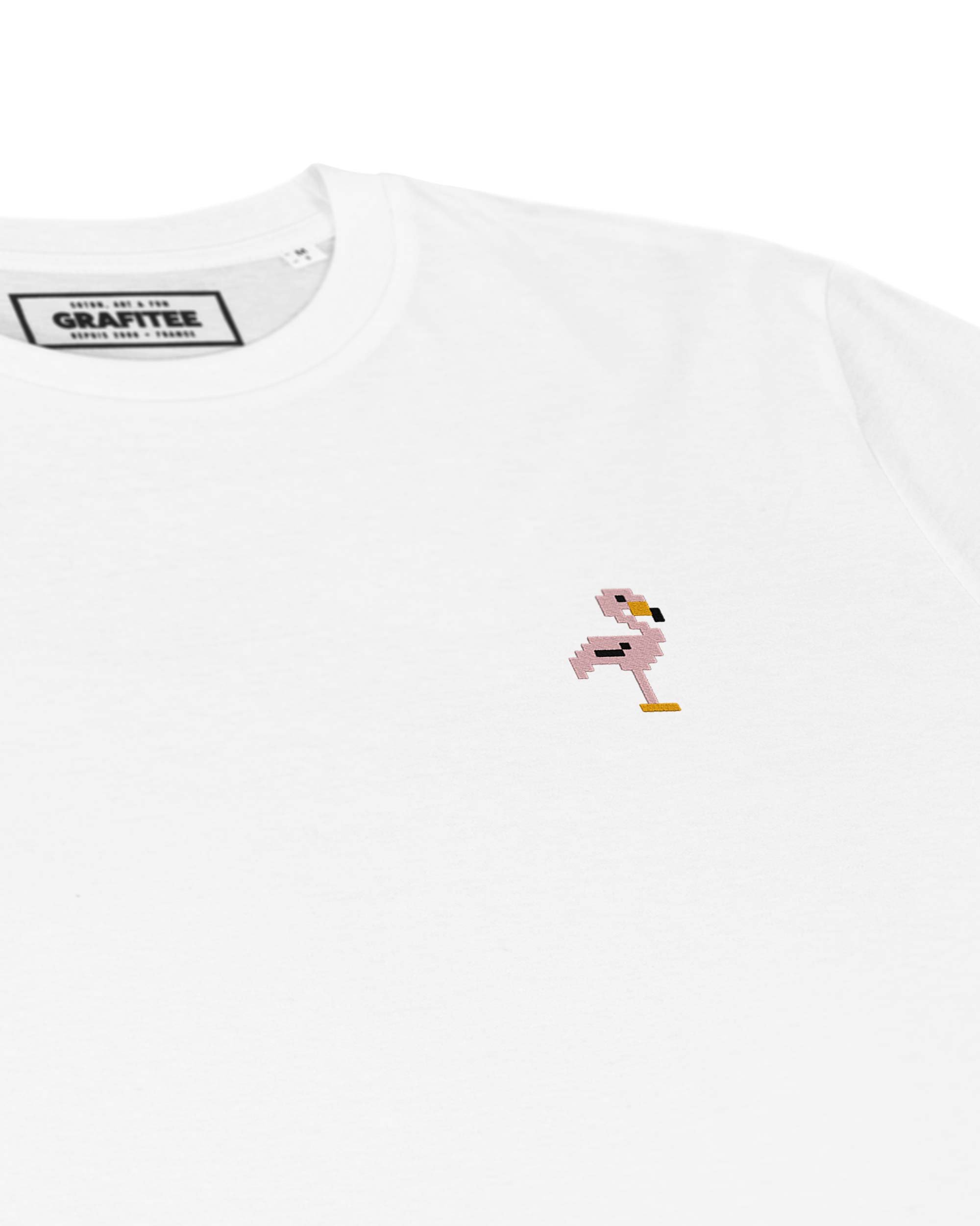 Teeshirt Pink Flamingo de couleur Blanc