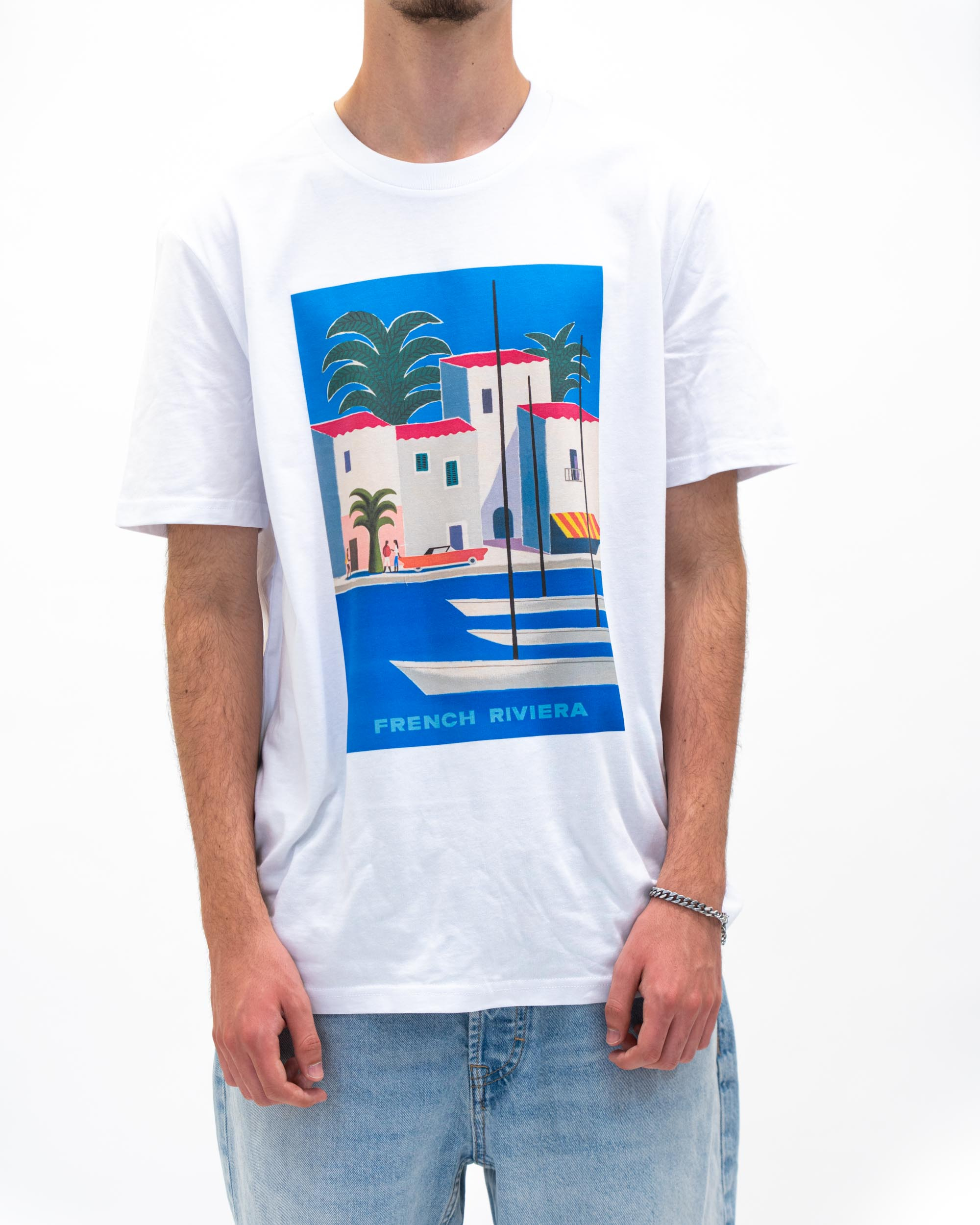 T-shirt French Riviera de couleur Blanc