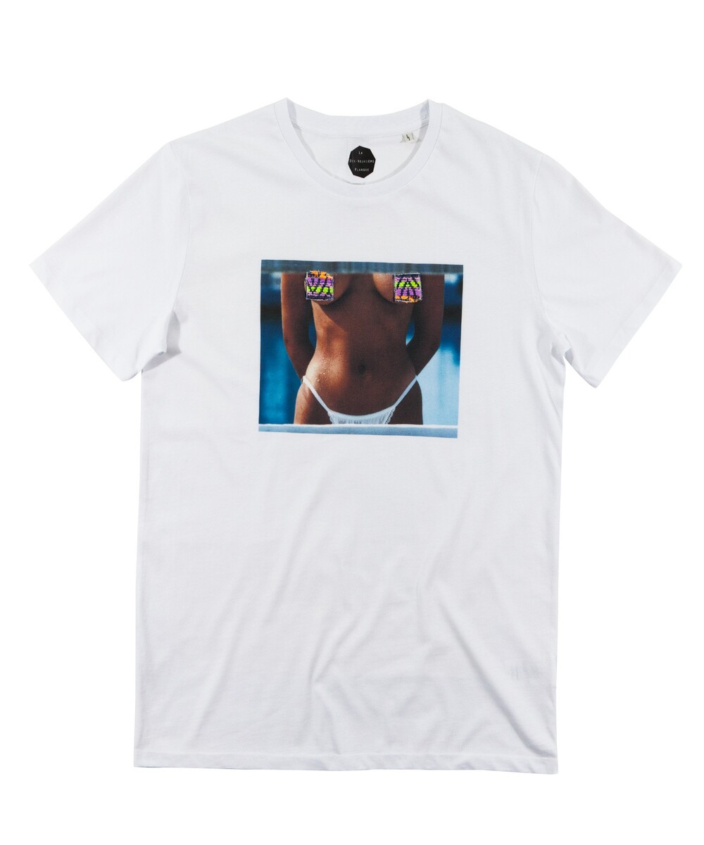 T-shirt Tétons Cachés de couleur Blanc