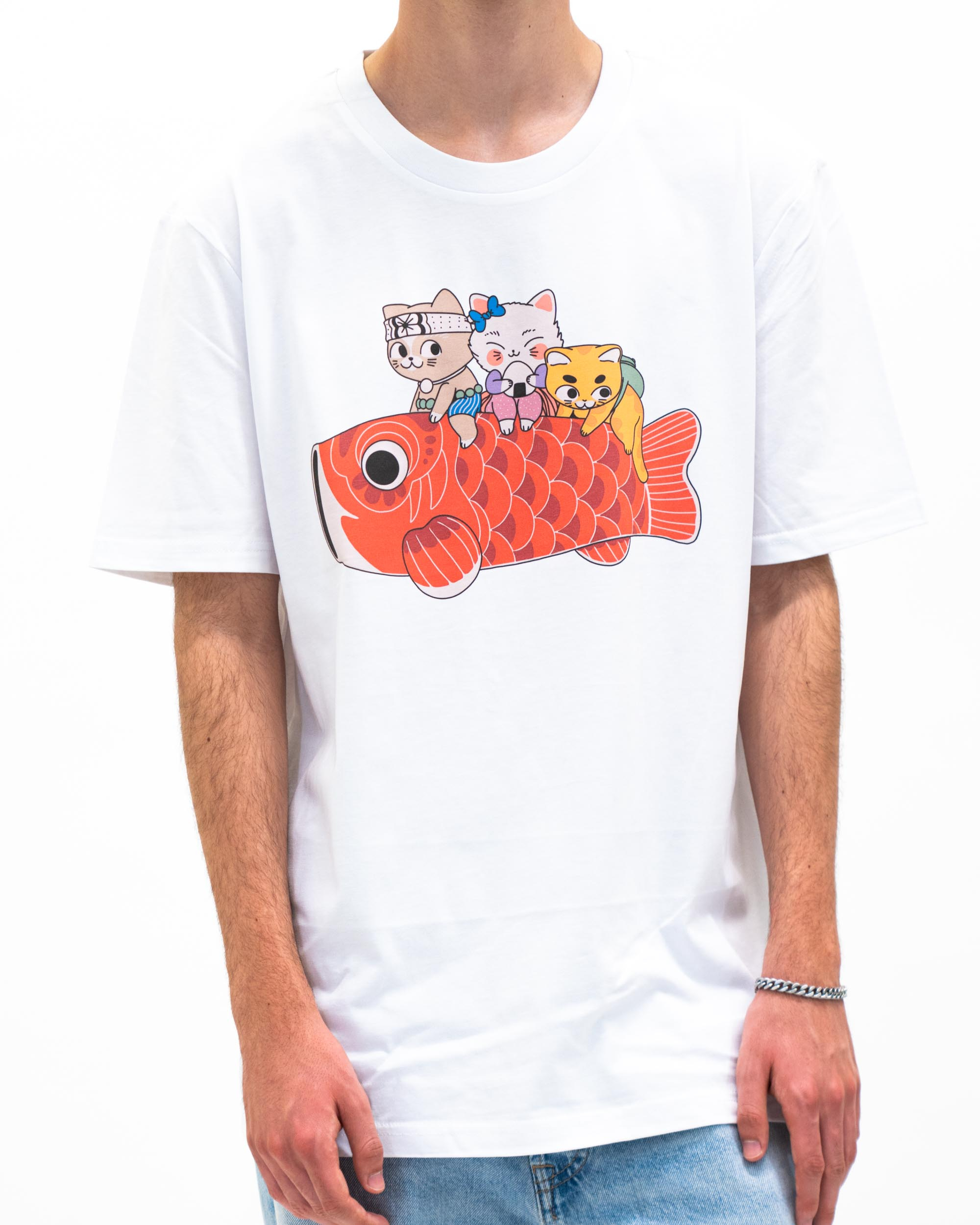 T-shirt Koinobori de couleur Blanc par ppmid