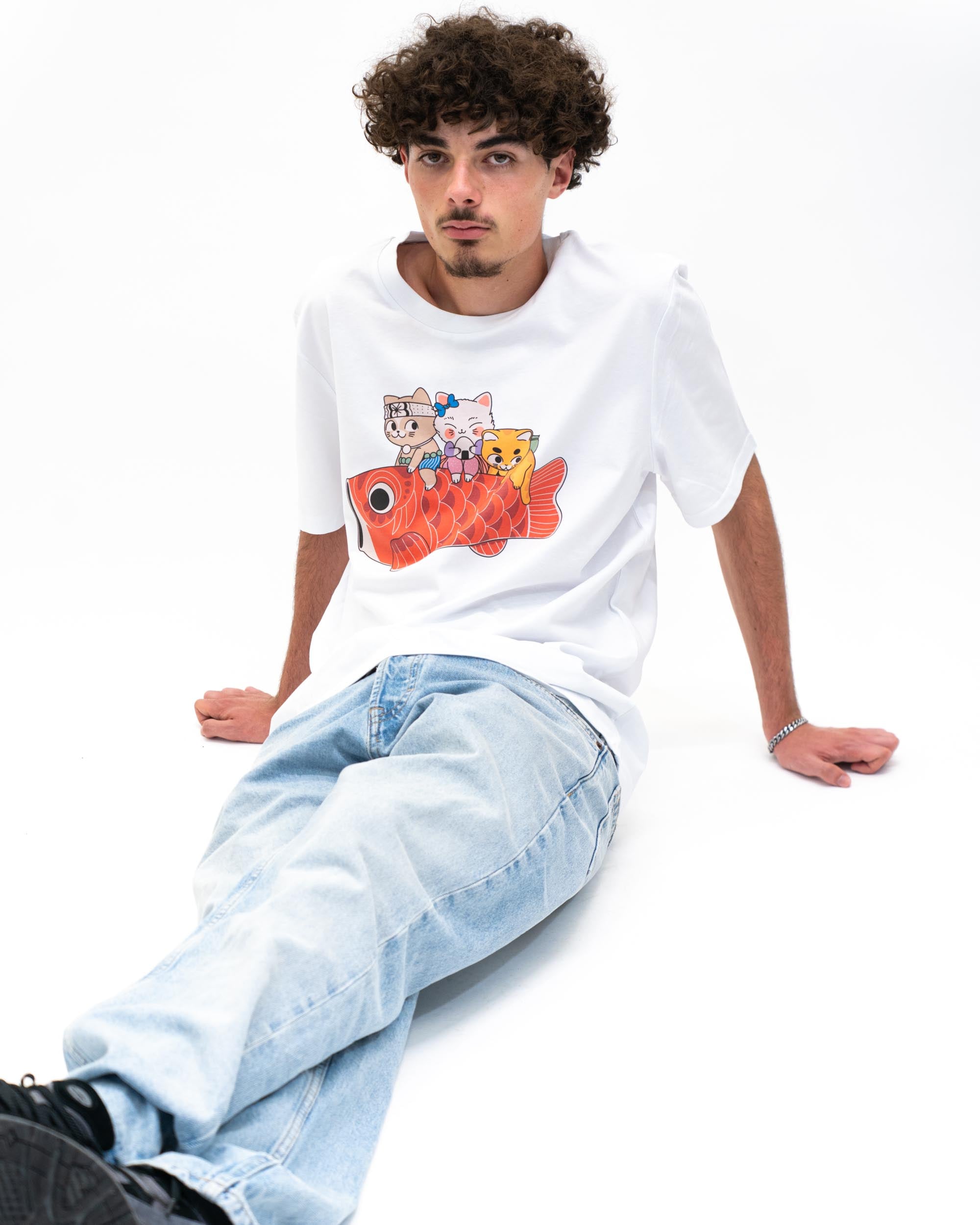 T-shirt Koinobori de couleur Blanc par ppmid