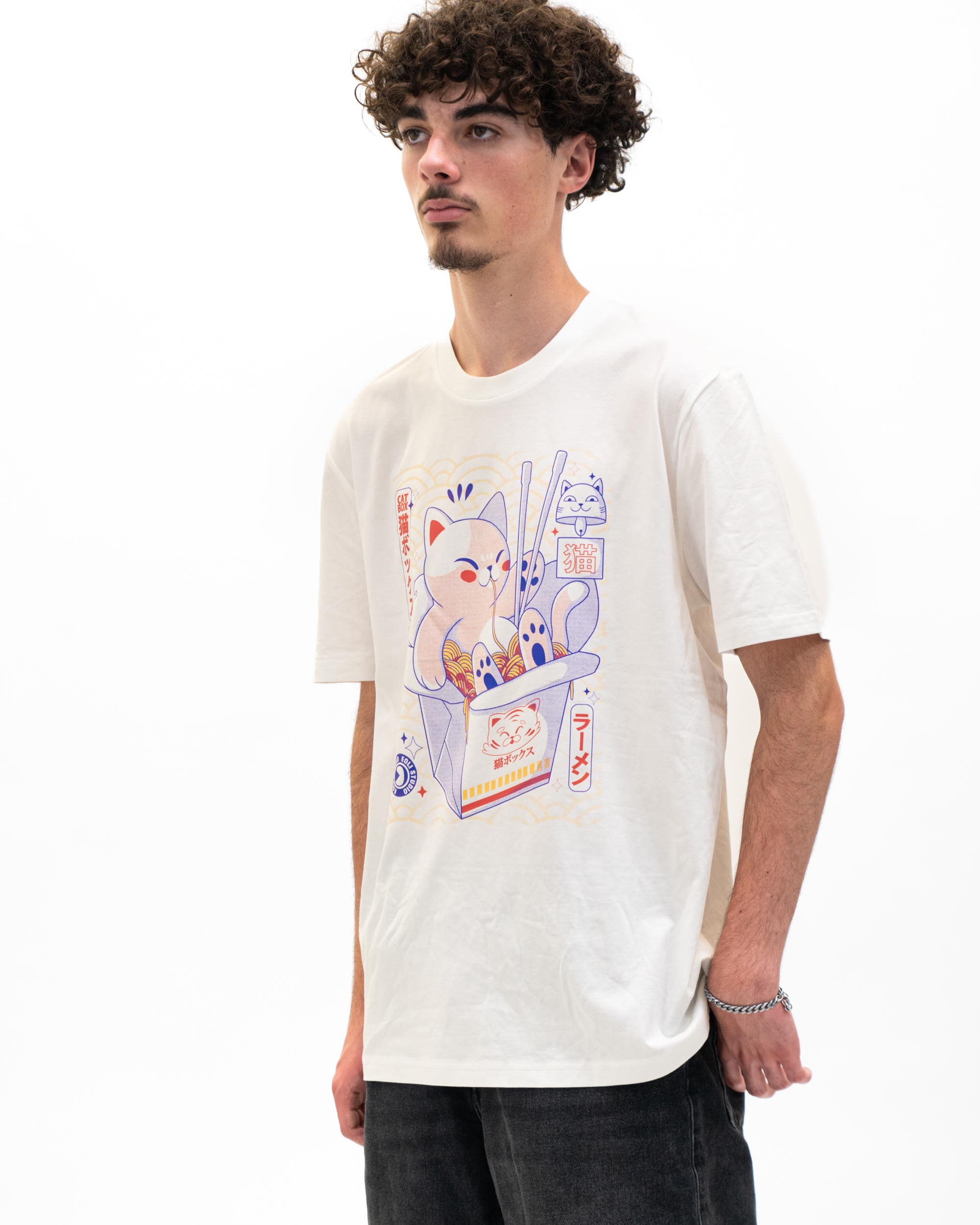 T-shirt Catbox de couleur Blanc cassé par EOLI Studio