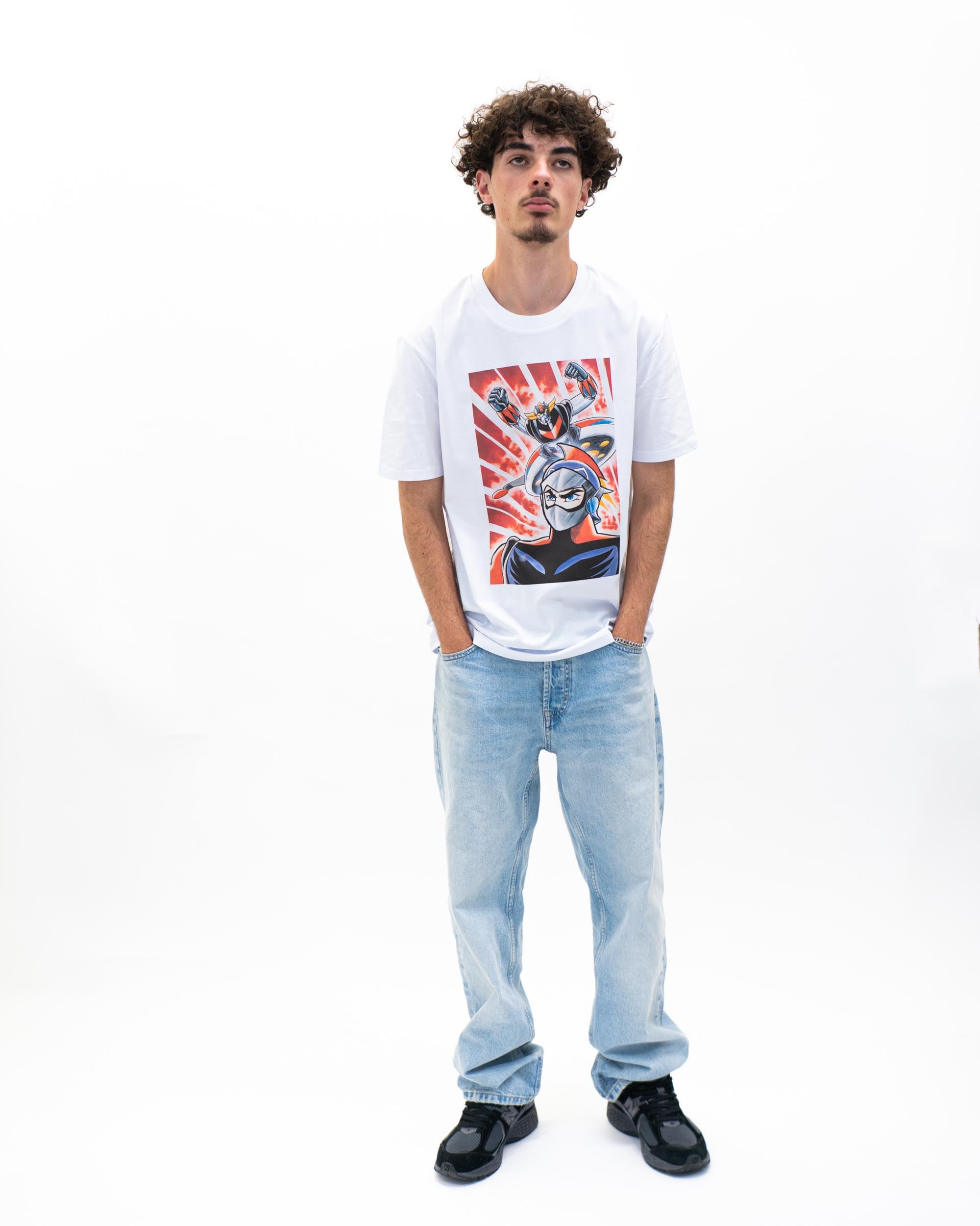 T-shirt Actarus & Goldorak de couleur Blanc