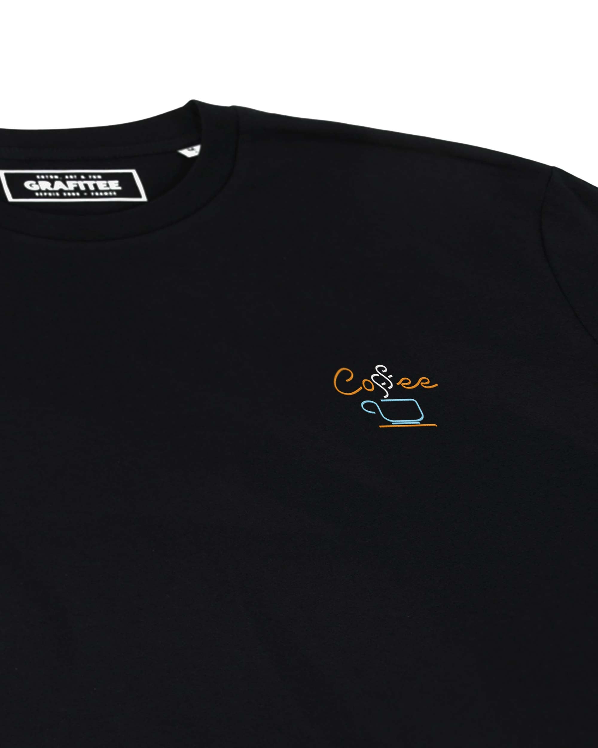 Tee shirt Hot Coffee (Brodé) de couleur Noir