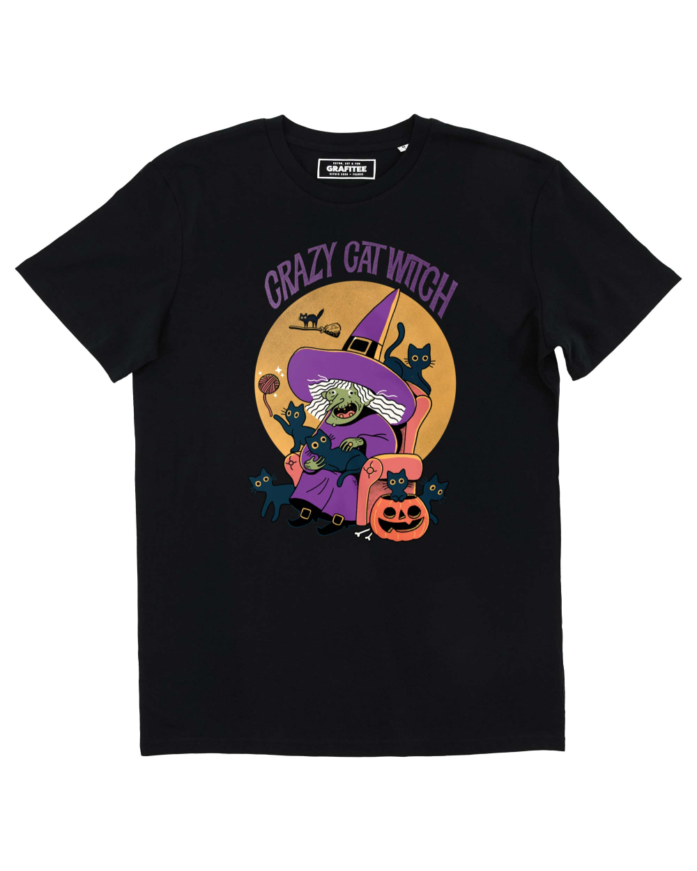 Teeshirt Crazy Cat Witch Grafitee