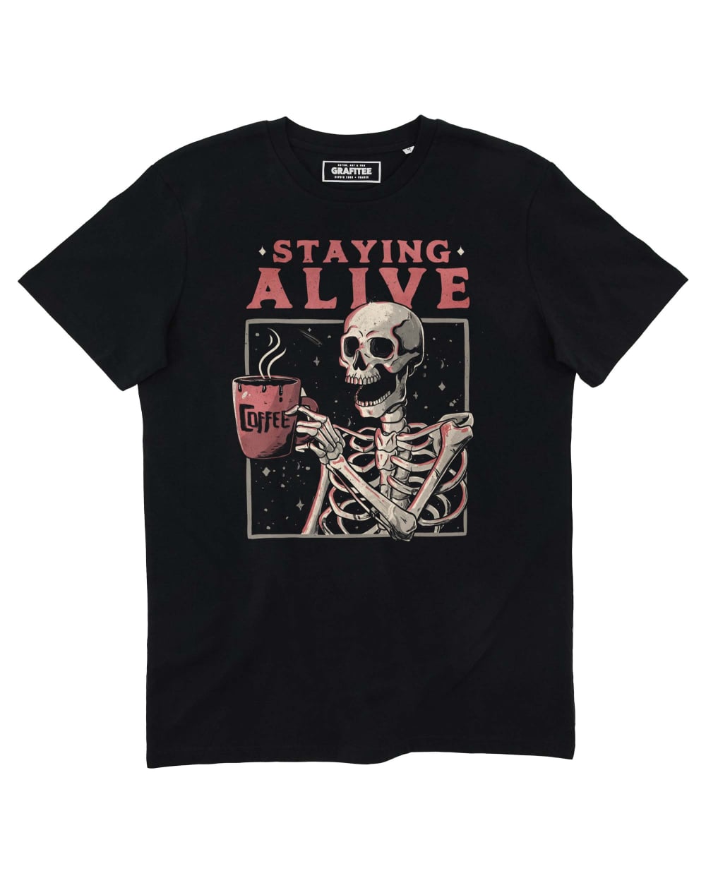 T-shirt Staying Alive, Skull Coffee Grafitee