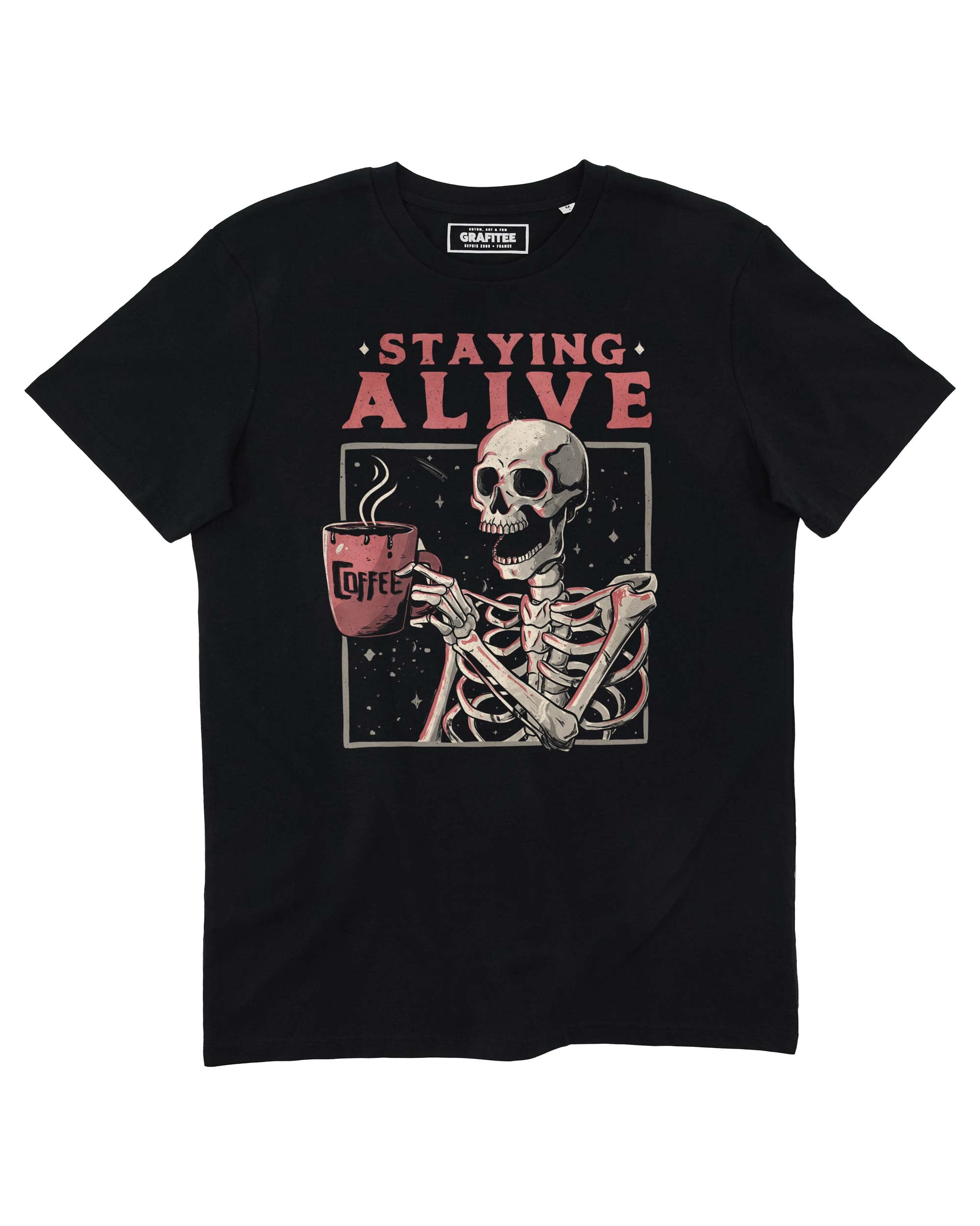 T-shirt Staying Alive, Skull Coffee Grafitee