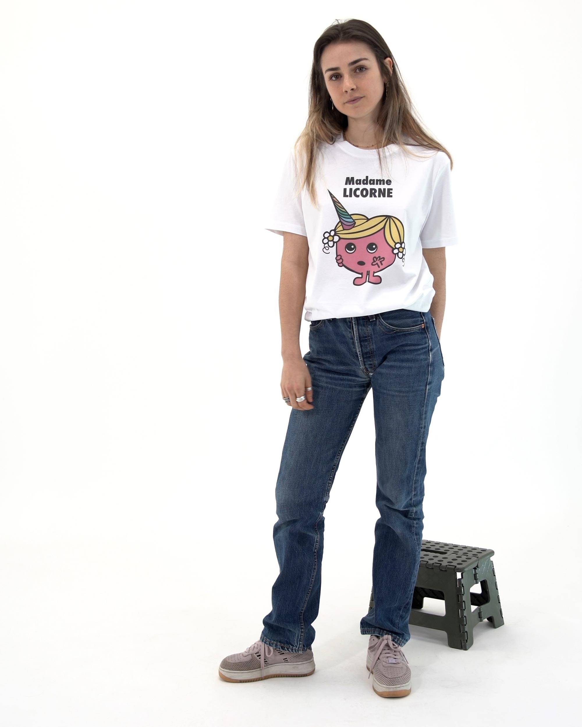 T-shirt Madame Licorne (En Promo) de couleur Blanc