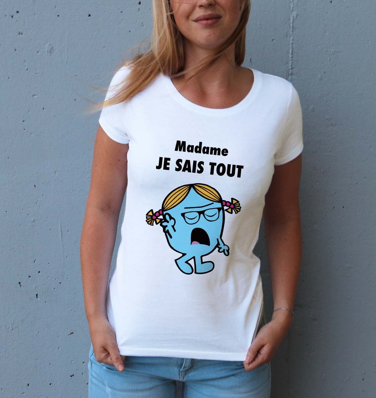 T-shirt Femme avec un Madame Je Sais Tout (En Promo) Grafitee