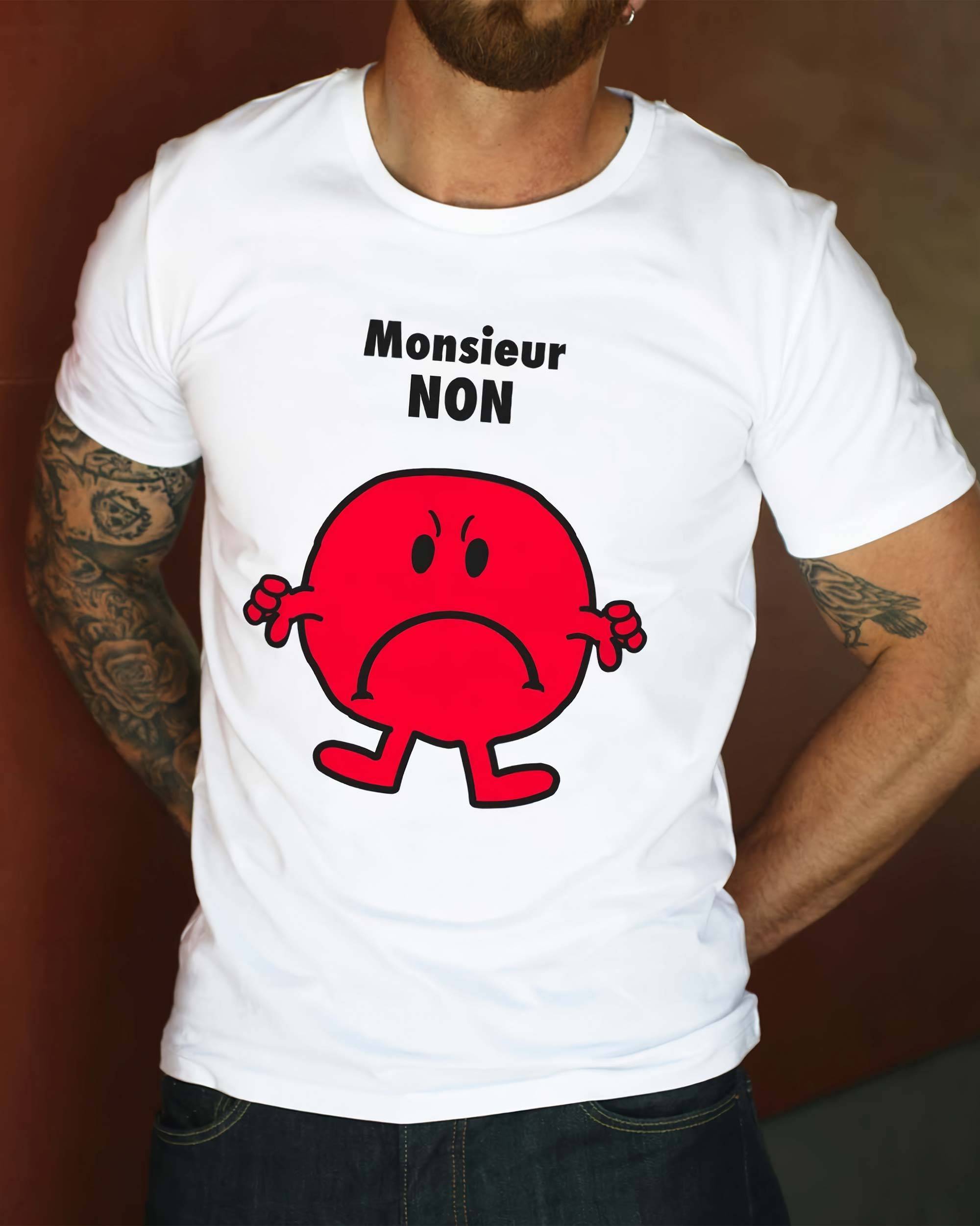 T-shirt Monsieur Non (En Promo) de couleur Blanc