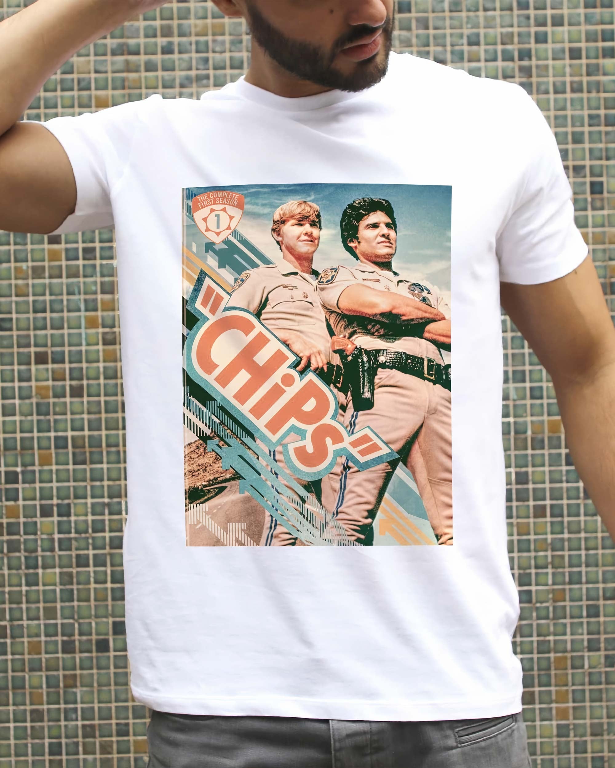 T-shirt Chips (En Promo) de couleur Blanc