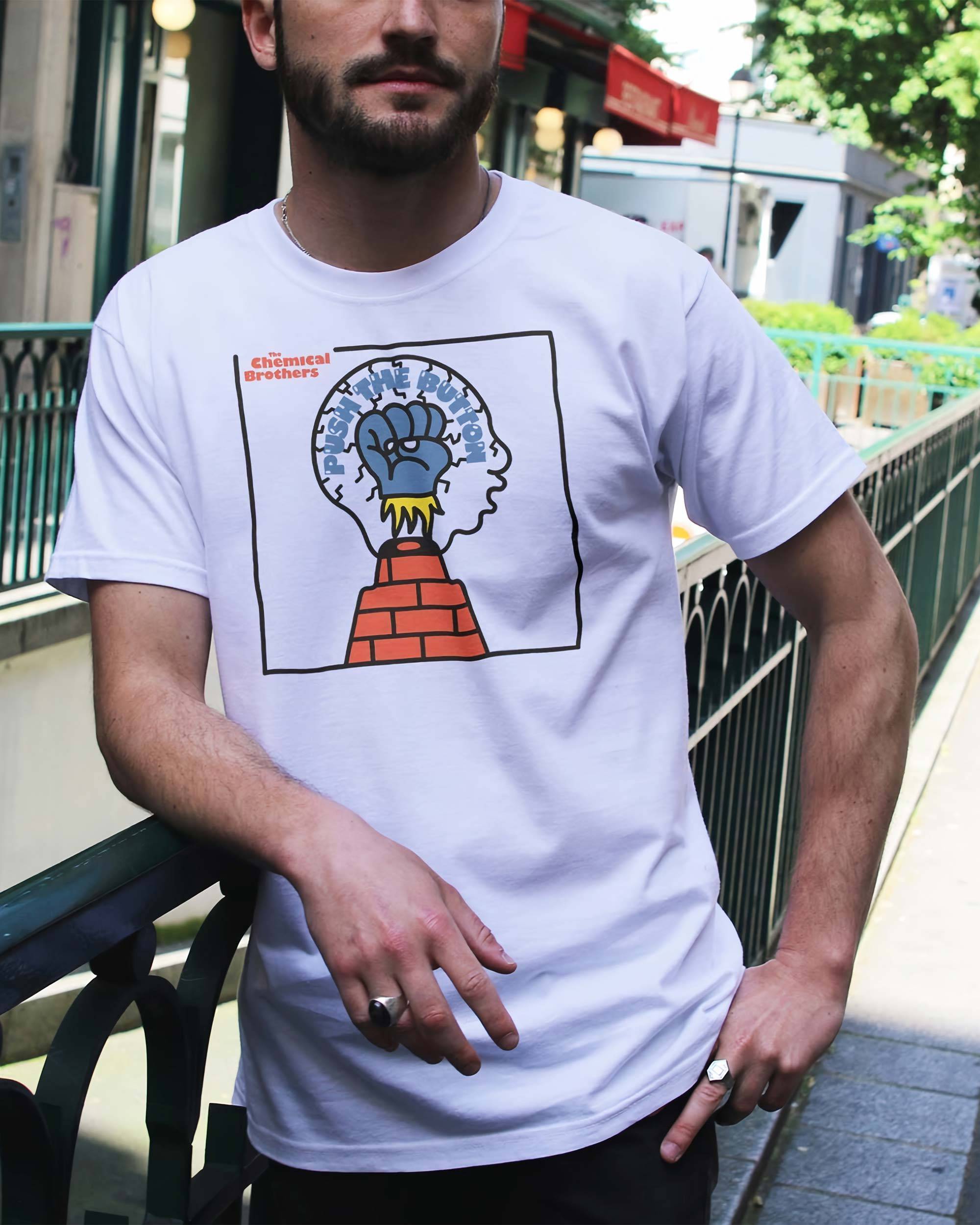 T-shirt Push The Button (En Promo) de couleur Blanc