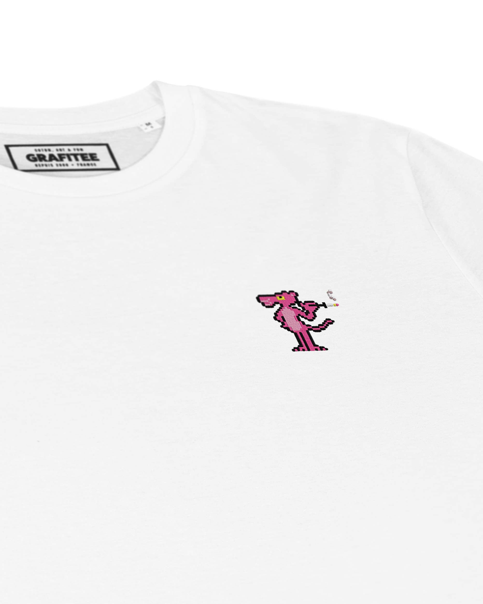 T shirt Pink Panther (Brodé) - En Promo de couleur Blanc