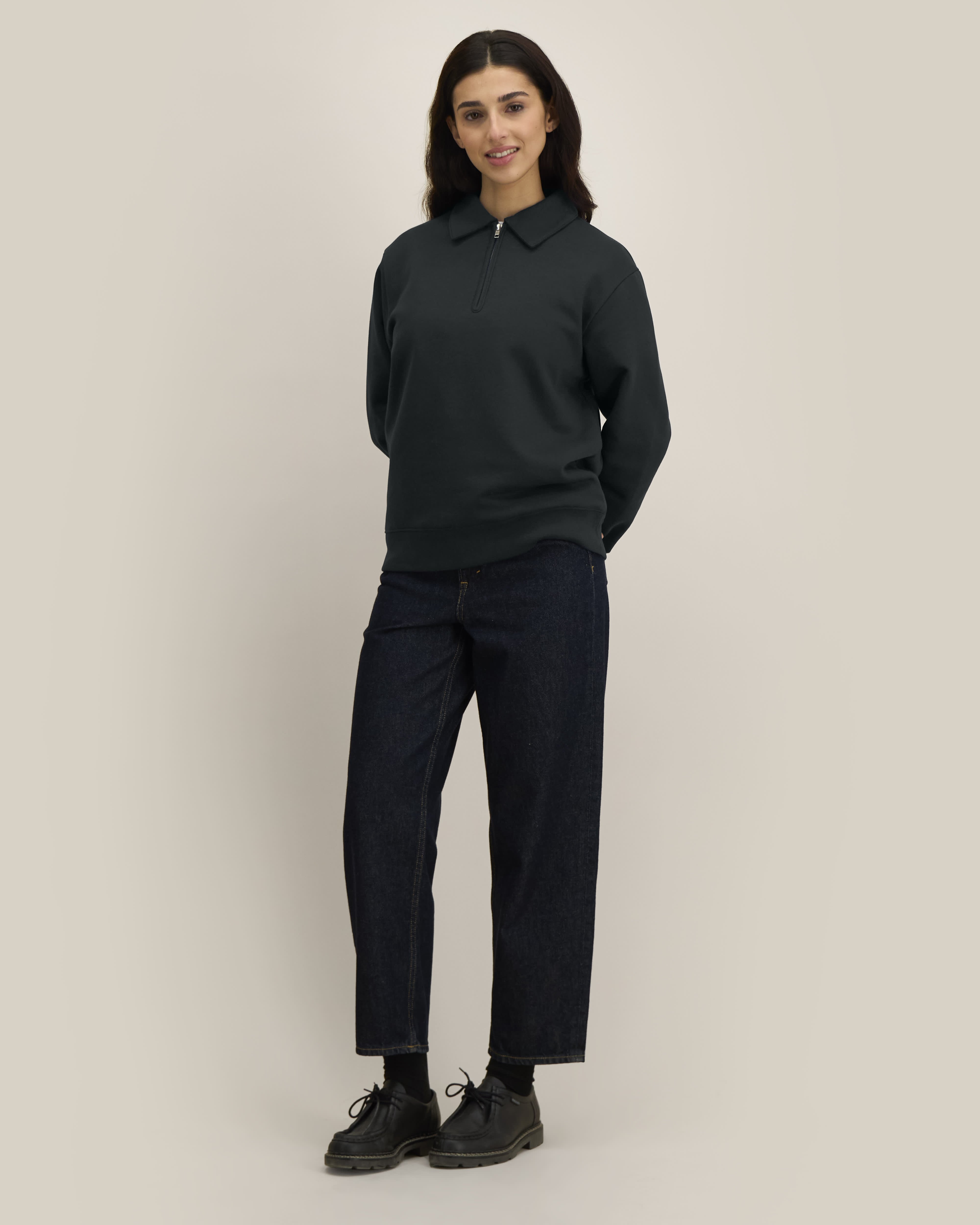 Sweatshirt Polo Proper de couleur Black - C002 de la marque Stanley/Stella