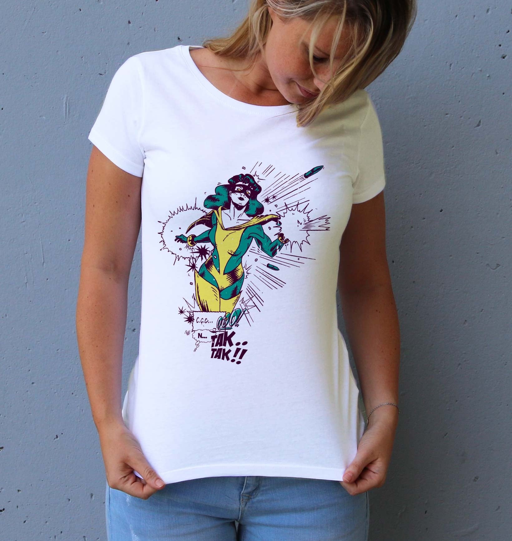 T-shirt Supawoman (En Promo) de couleur Blanc