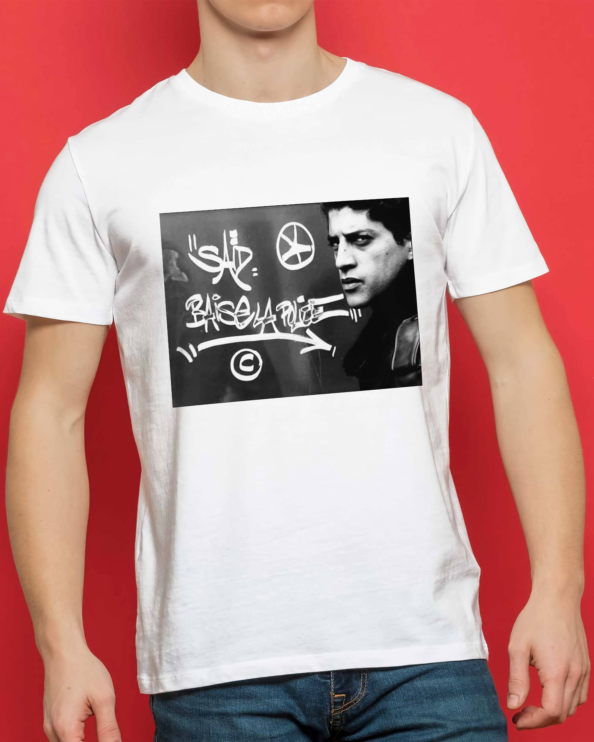T-shirt Said Baise La Police (En Promo) de couleur Blanc