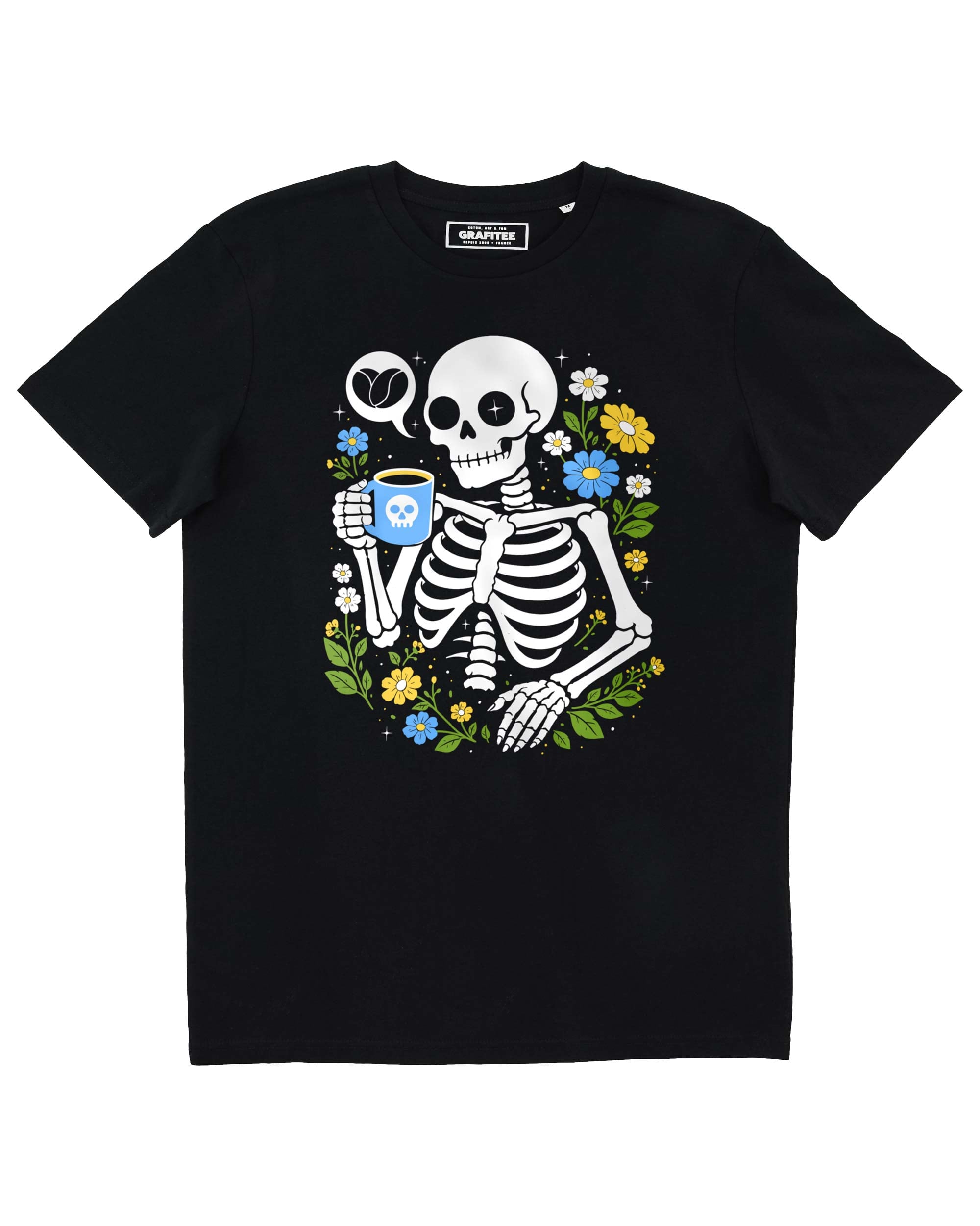 Tshirt Floral Skull Coffee Grafitee