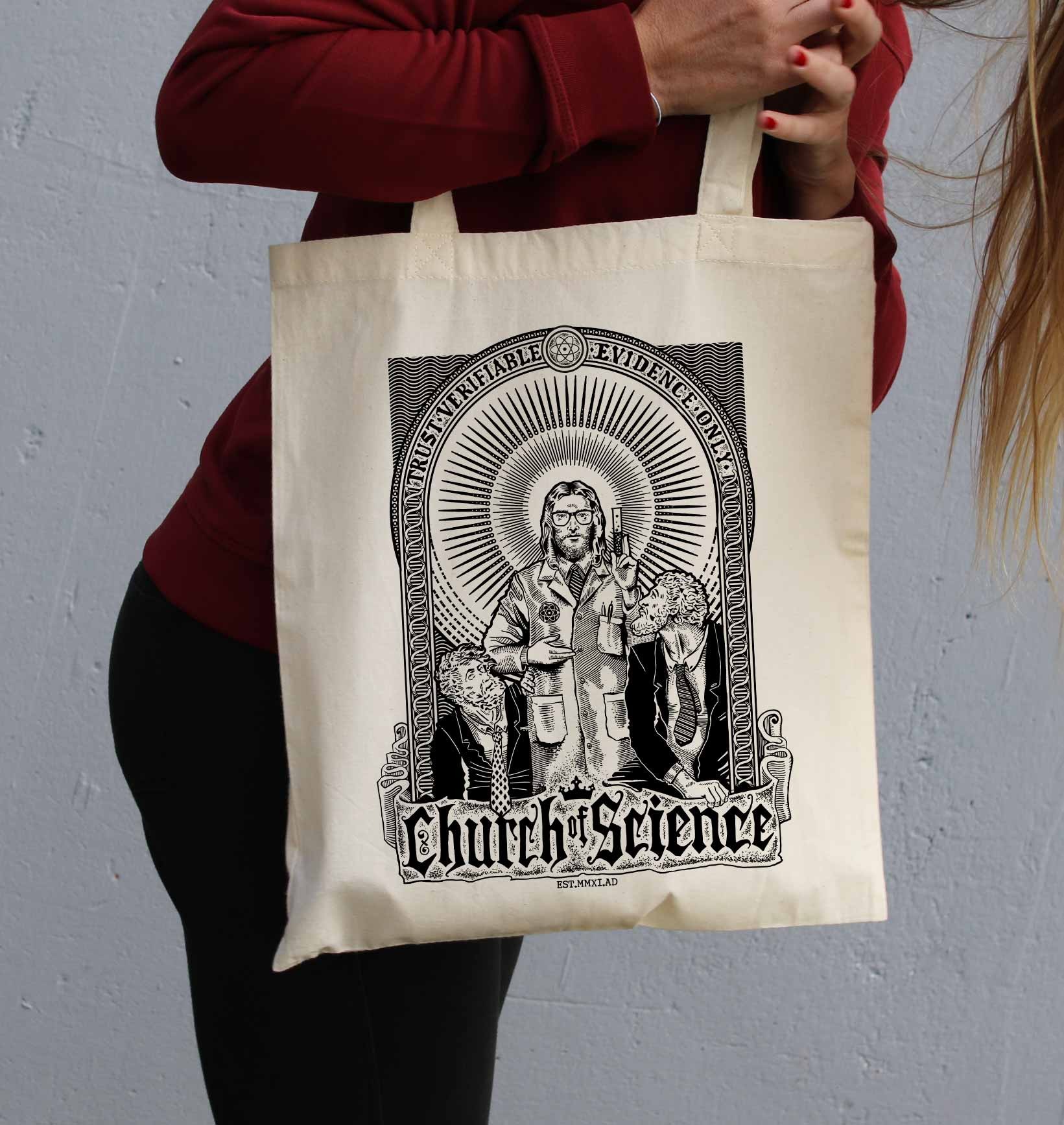 Tote Bag Church Of Science de couleur Marron par Neon Mystic